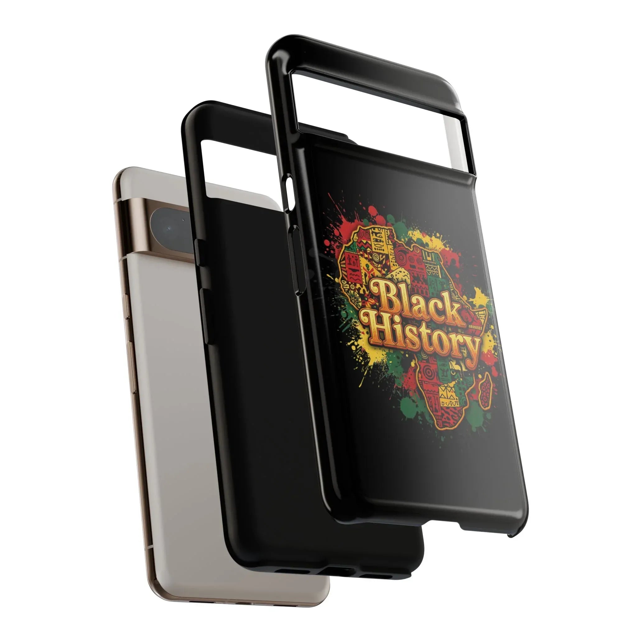 Black History Phone Case — Afrocentric Map Design, Bold Red‑Green‑Gold Splash - DiwaKi