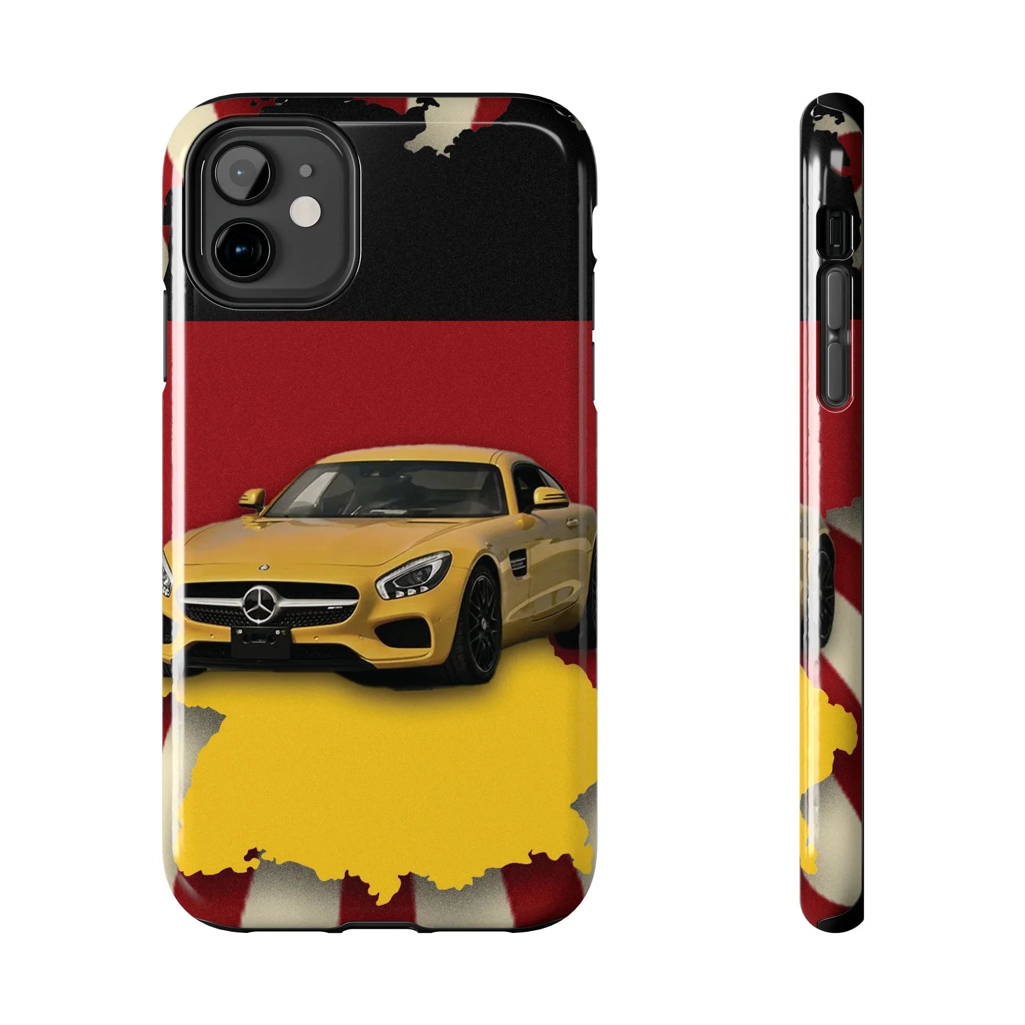 Mercedes Sports Car Tough Phone Case — Yellow GT on Red & Black Background - DiwaKi