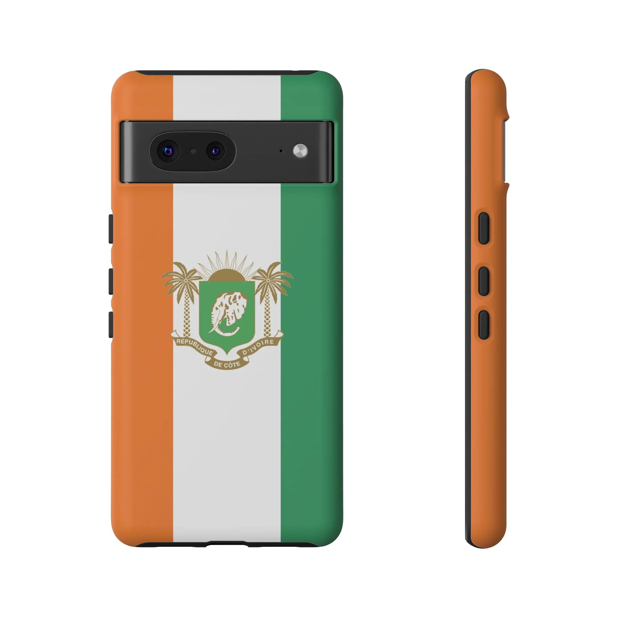 Ivory Coast Flag Tough Phone Case — Orange White Green Shield Crest - DiwaKi