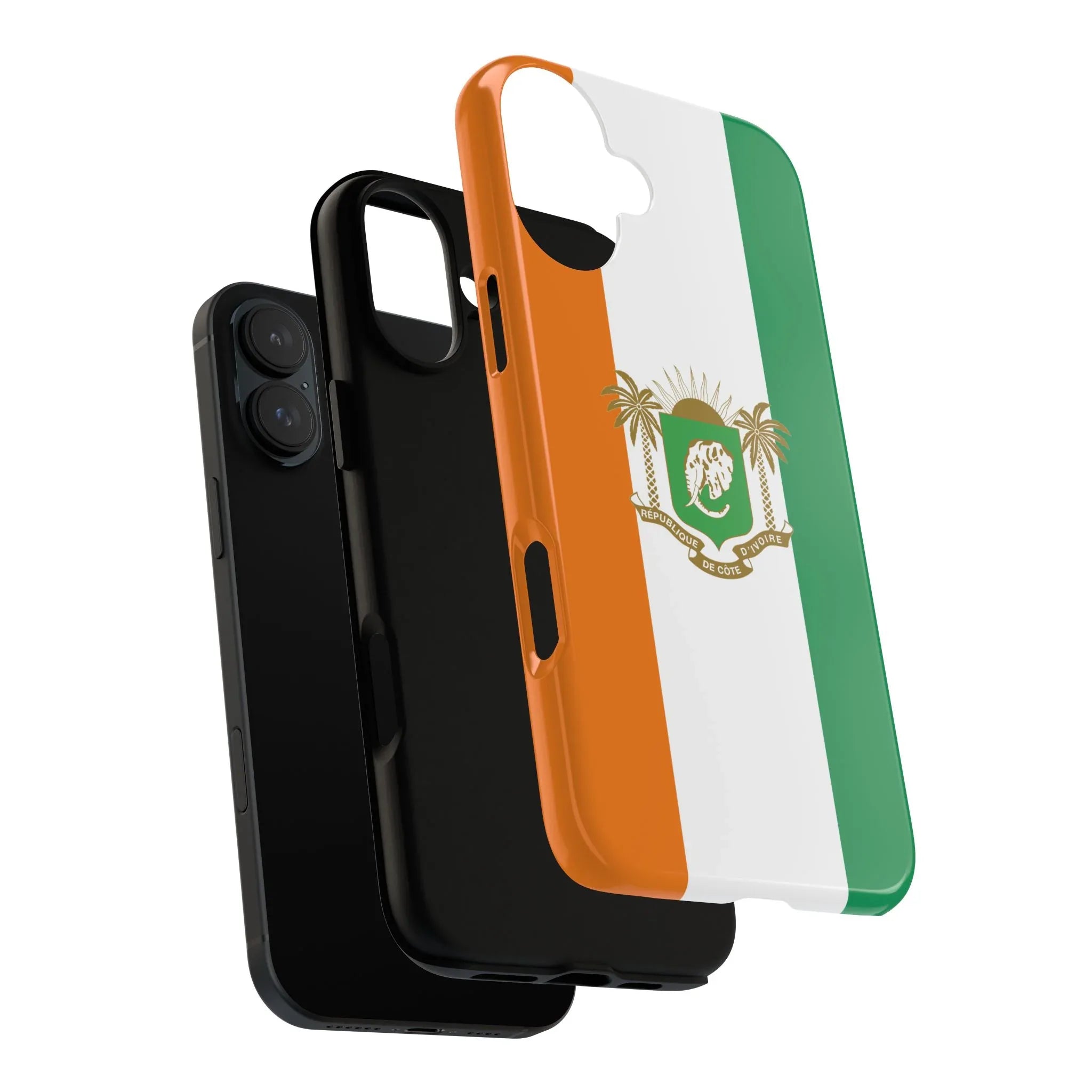 Ivory Coast Flag Tough Phone Case — Orange White Green Shield Crest - DiwaKi