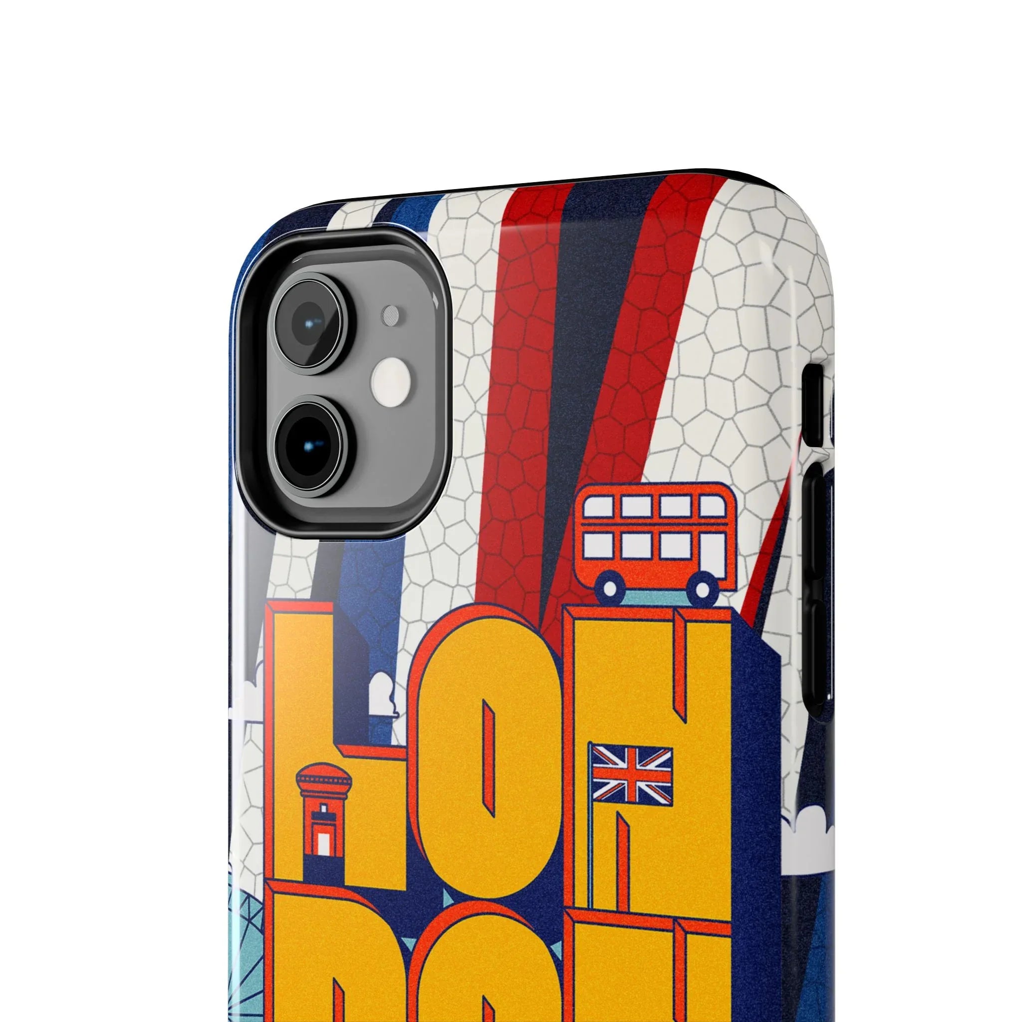 London Graphic Tough Phone Case – Retro Union Jack Travel Design - DiwaKi