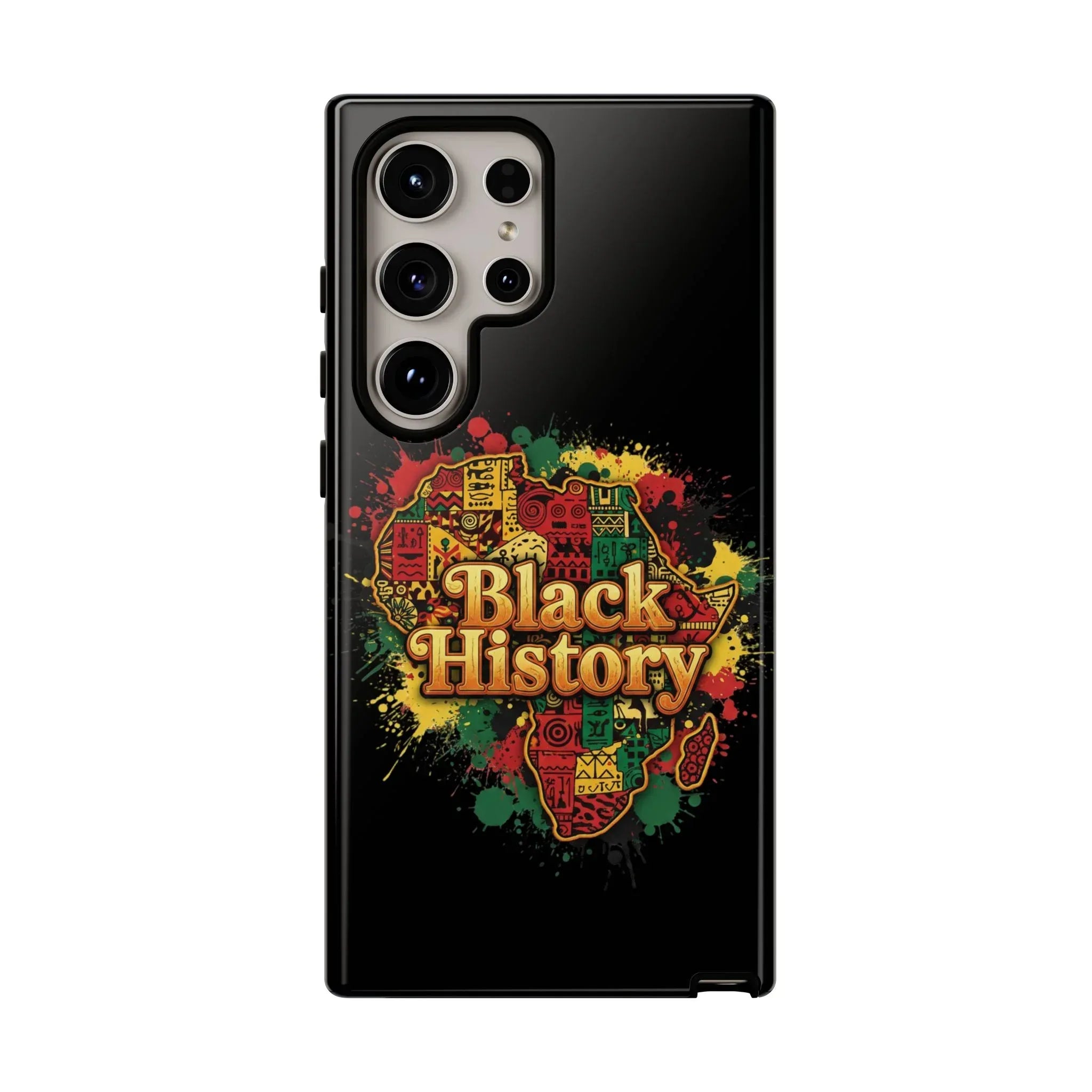 Black History Phone Case — Afrocentric Map Design, Bold Red‑Green‑Gold Splash - DiwaKi