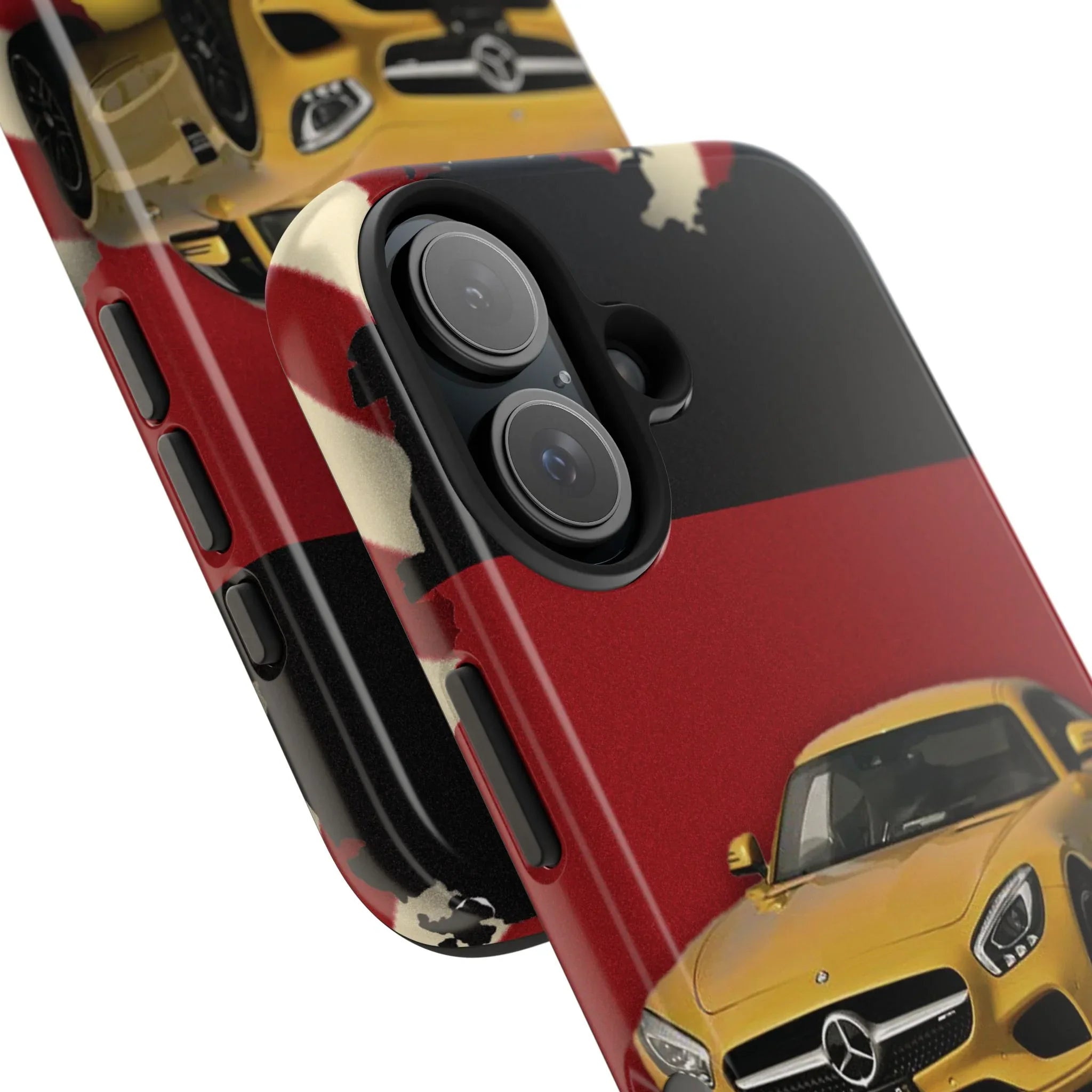 Mercedes Sports Car Tough Phone Case — Yellow GT on Red & Black Background - DiwaKi
