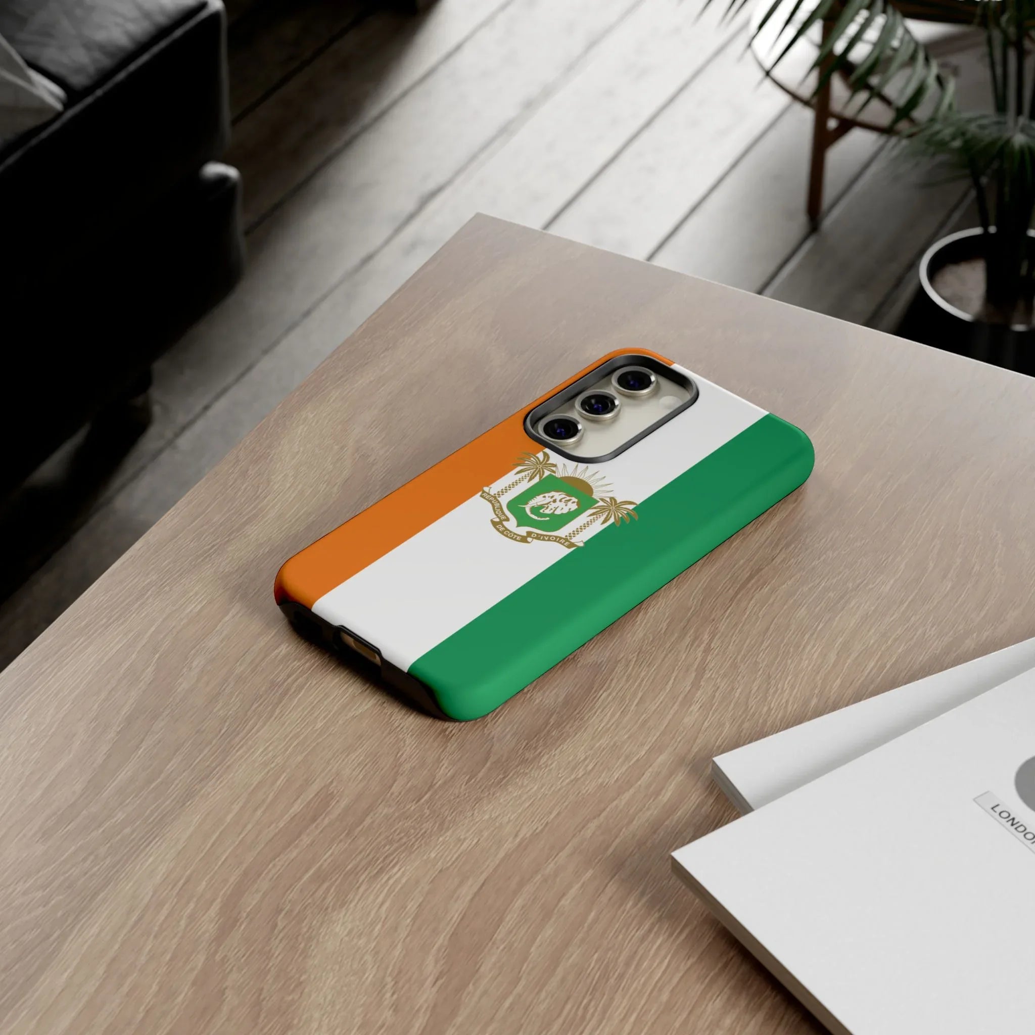 Ivory Coast Flag Tough Phone Case — Orange White Green Shield Crest - DiwaKi