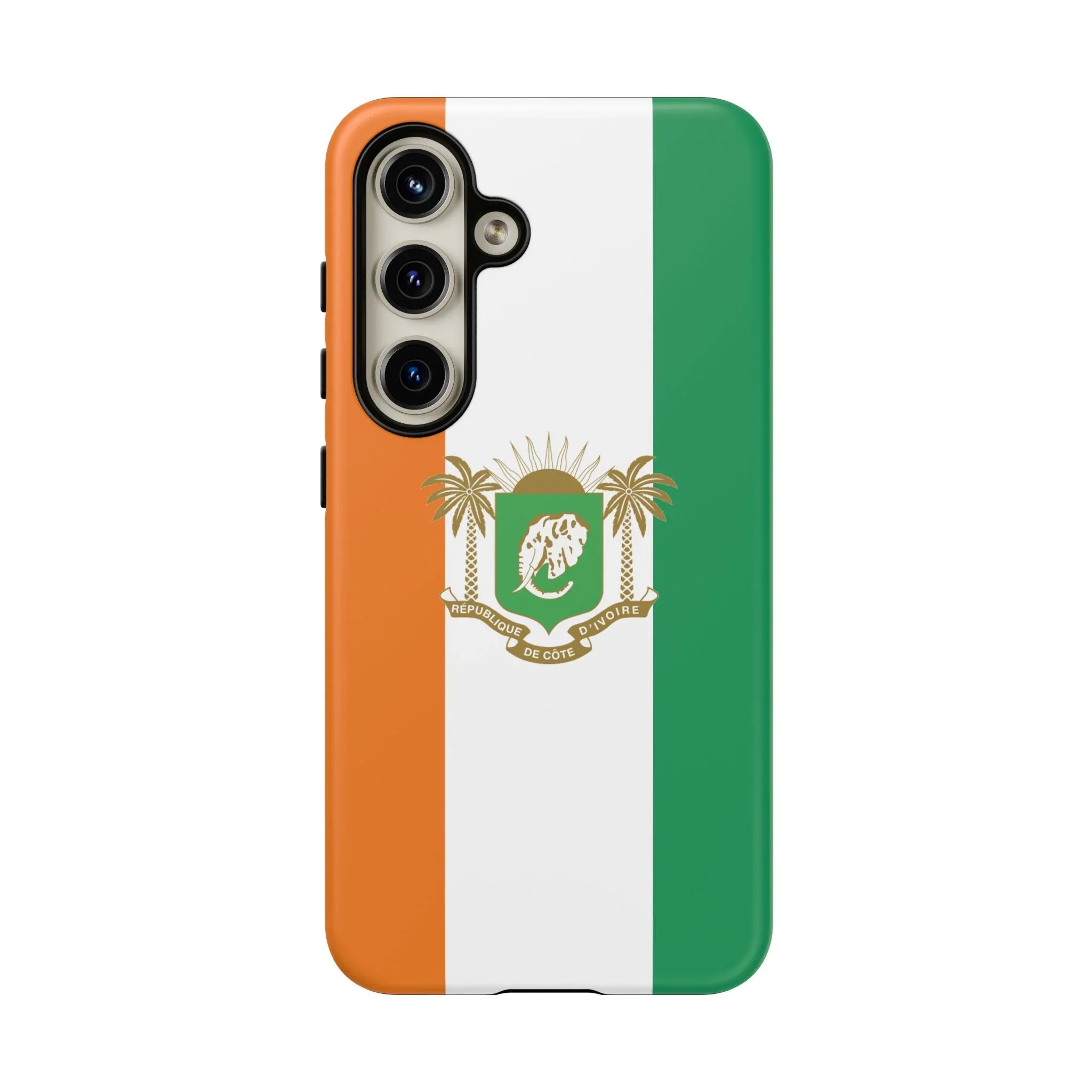 Ivory Coast Flag Tough Phone Case — Orange White Green Shield Crest - DiwaKi