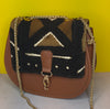 DiwaKi Bogolan Royale Chain Bag – African Mudcloth Leather Shoulder Bag with Gold Chain