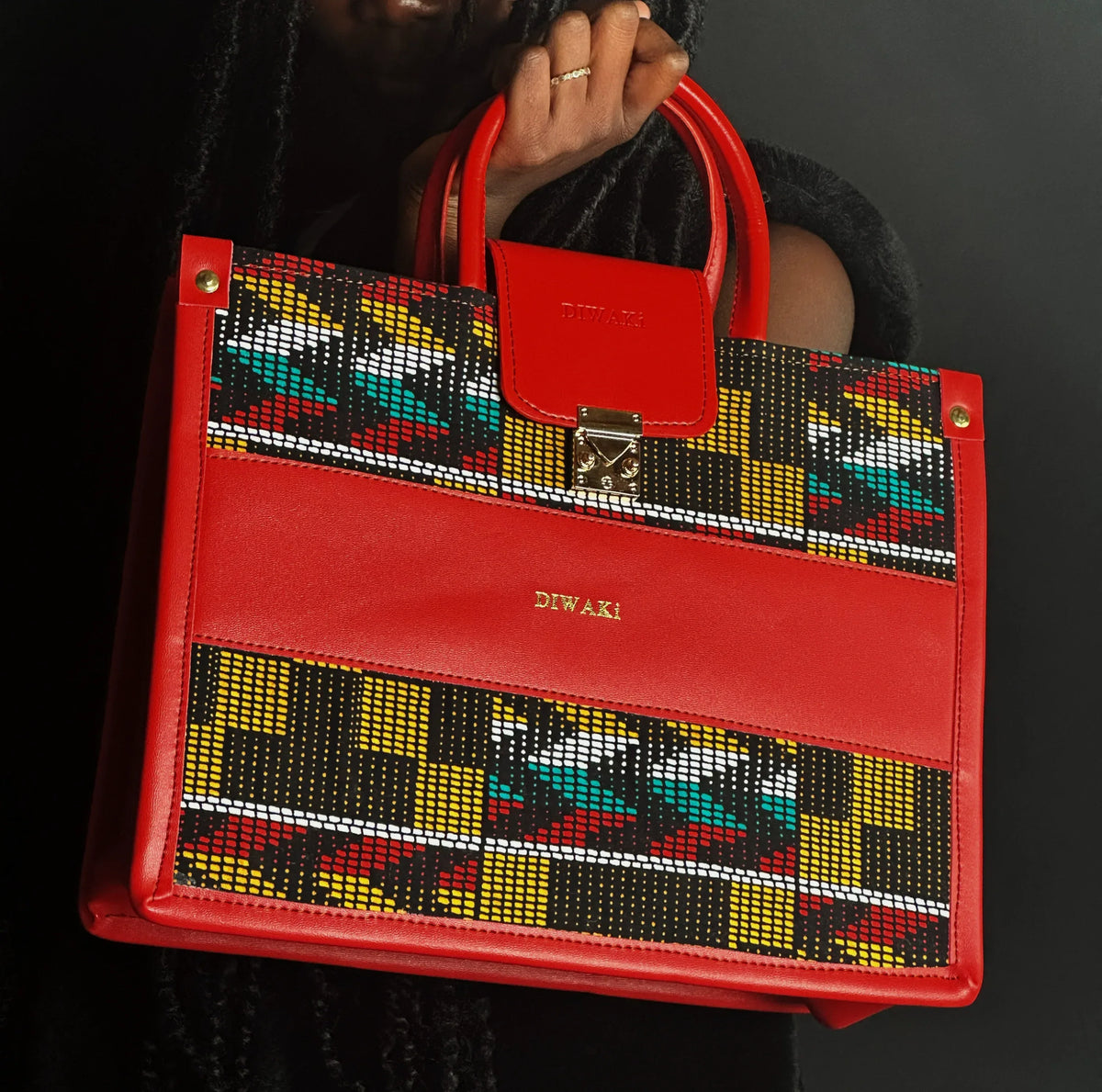 African print leather handbag - DiwaKi