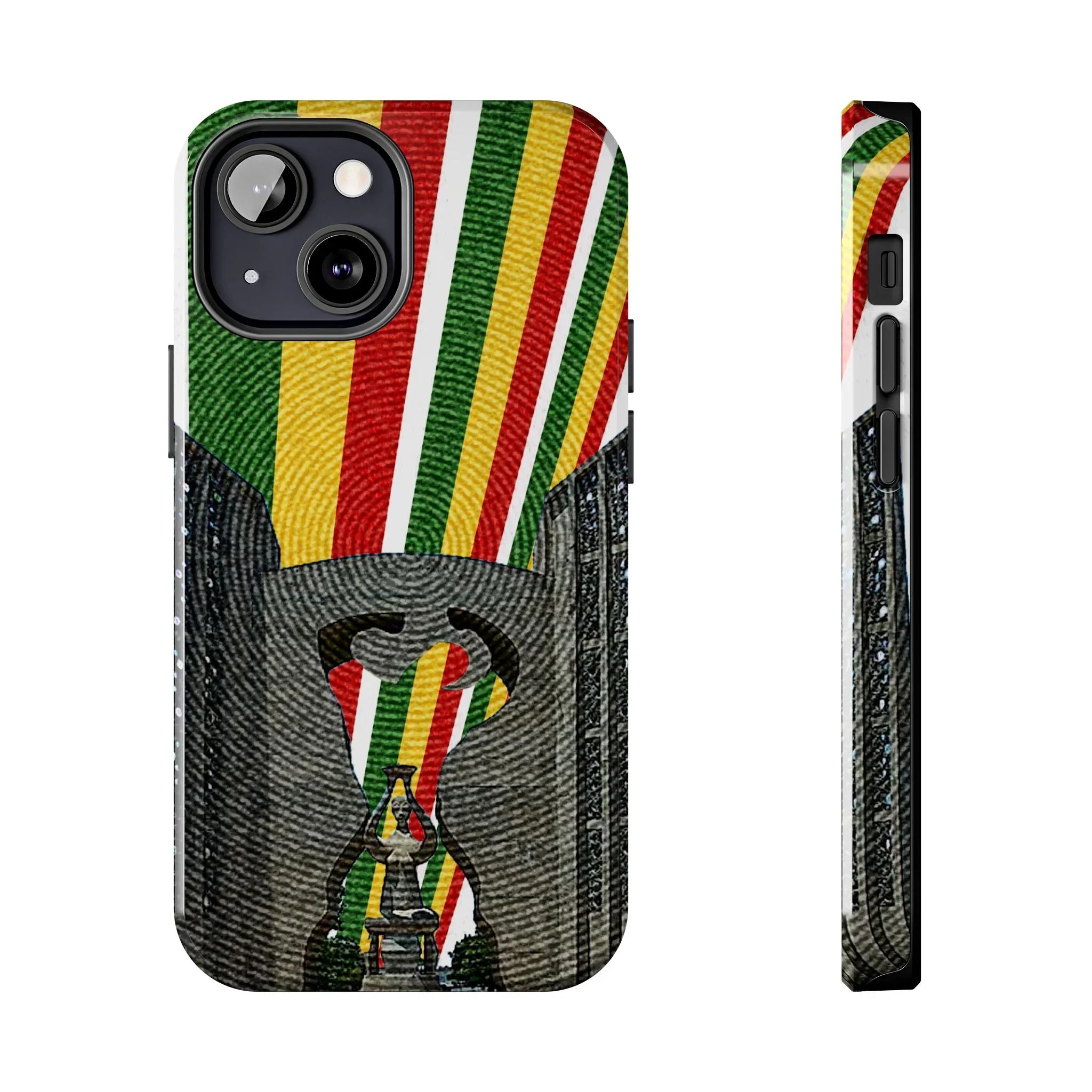 Togo Tough Phone Case — Durable Denim Look with Red Yellow Green Design - DiwaKi