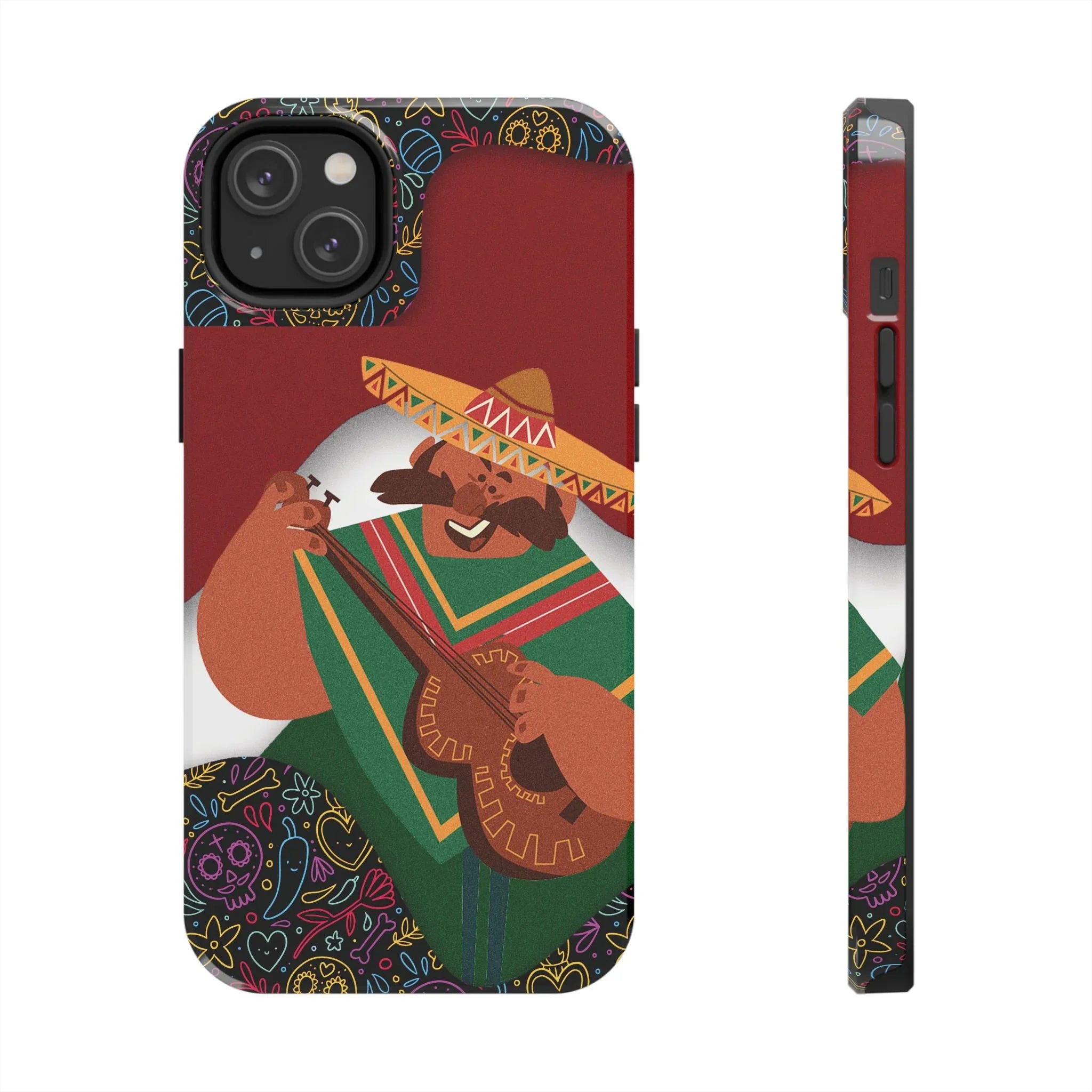 Mexico Mariachi Guitarist Tough Phone Case — Colorful Mexican Folk Art iPhone Cover - DiwaKi