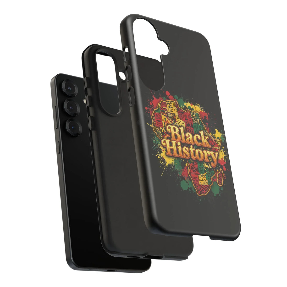 Black History Phone Case — Afrocentric Map Design, Bold Red‑Green‑Gold Splash - DiwaKi