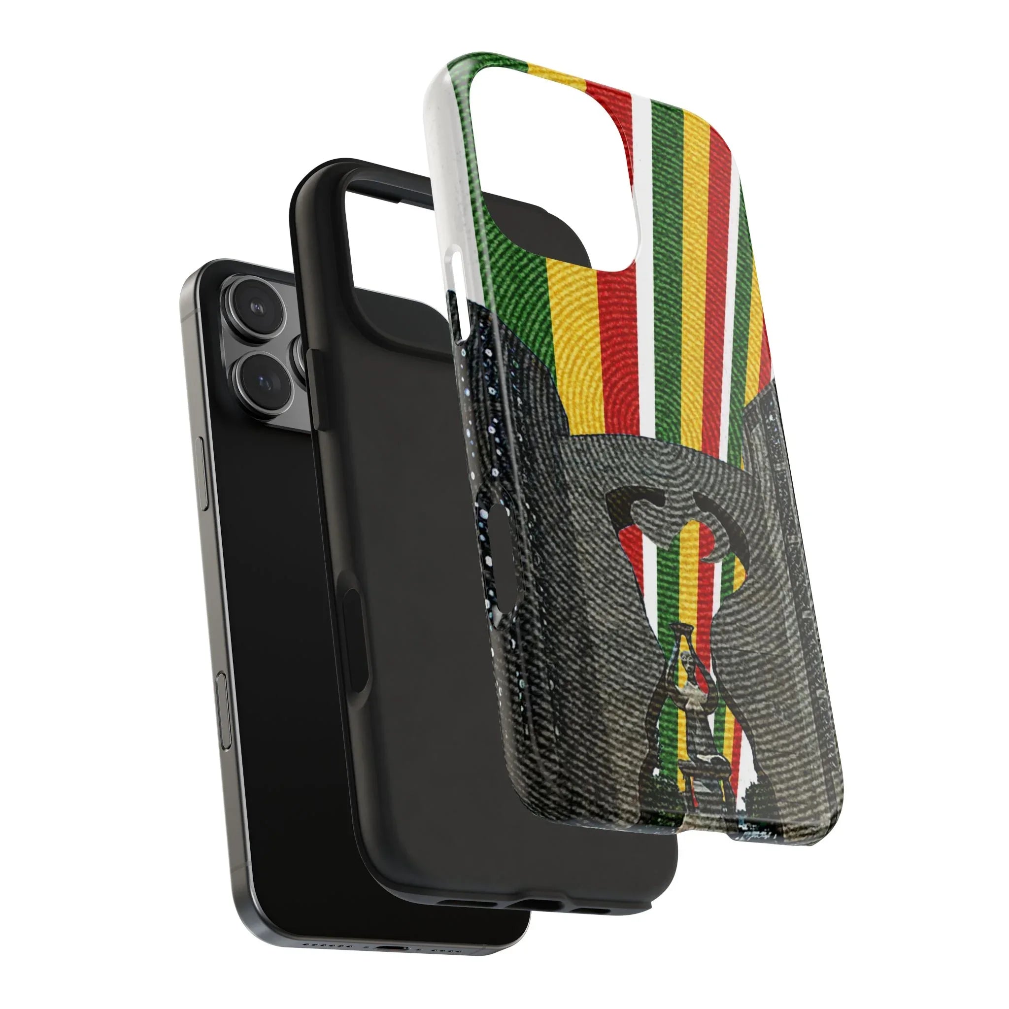 Togo Tough Phone Case — Durable Denim Look with Red Yellow Green Design - DiwaKi