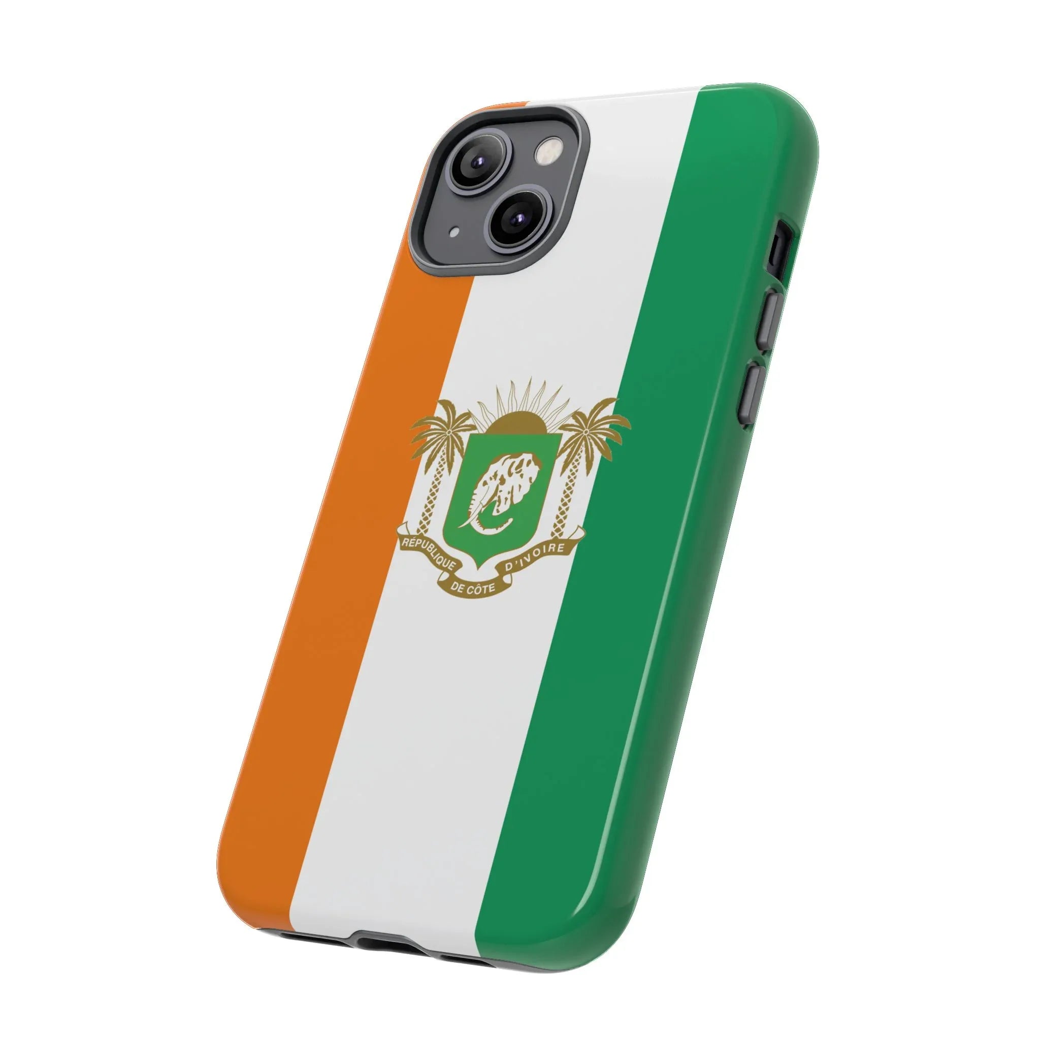 Ivory Coast Flag Tough Phone Case — Orange White Green Shield Crest - DiwaKi