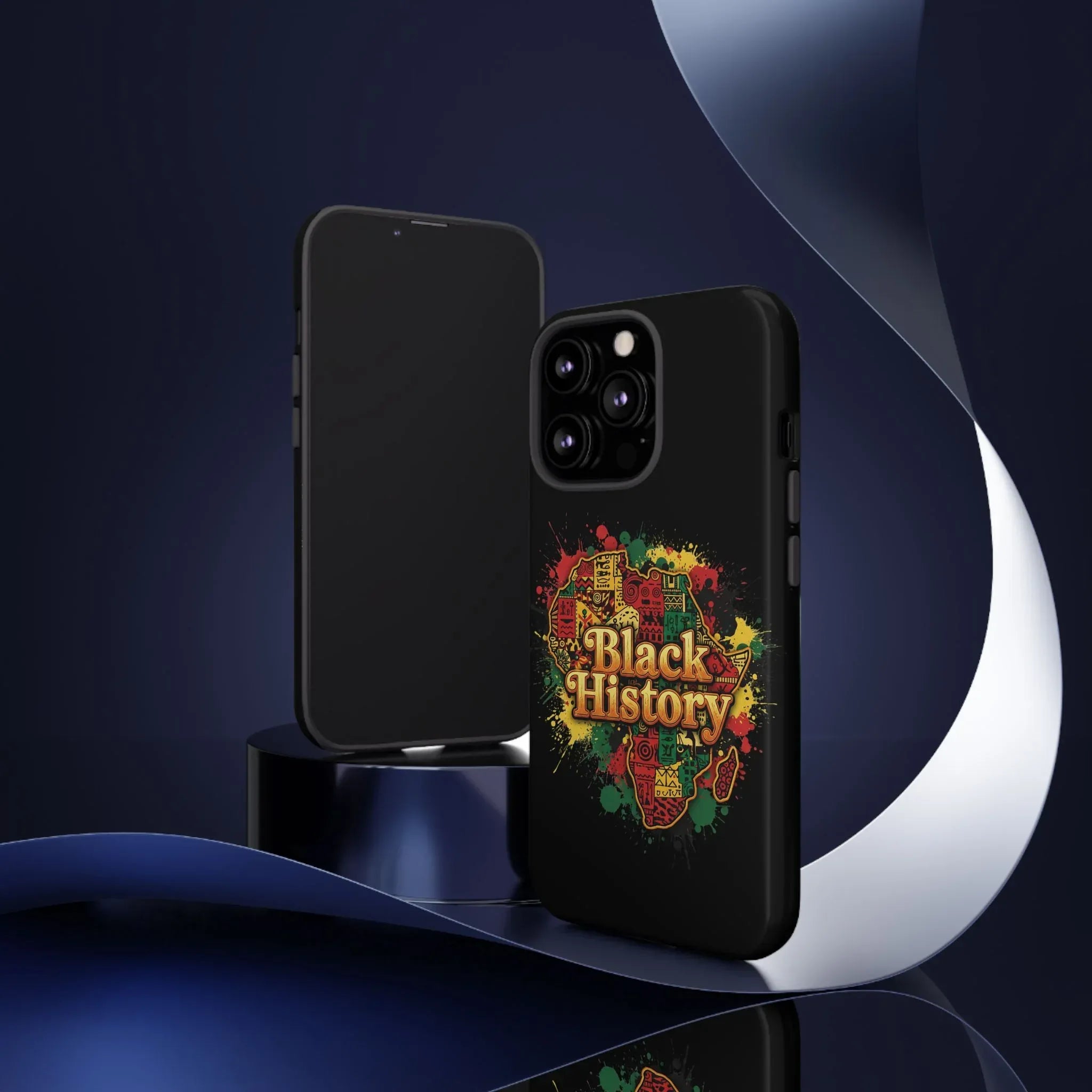 Black History Phone Case — Afrocentric Map Design, Bold Red‑Green‑Gold Splash - DiwaKi