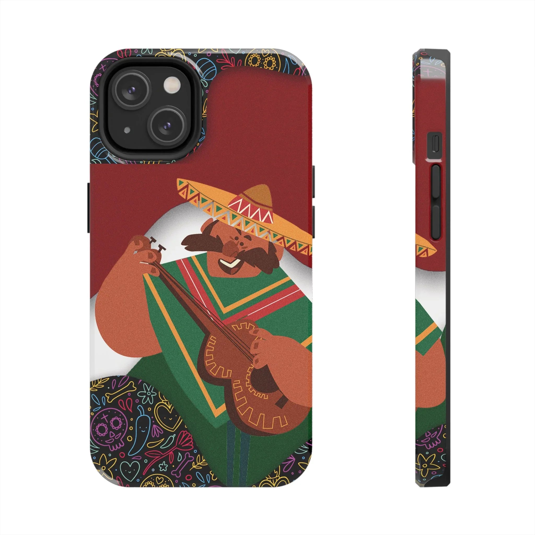Mexico Mariachi Guitarist Tough Phone Case — Colorful Mexican Folk Art iPhone Cover - DiwaKi