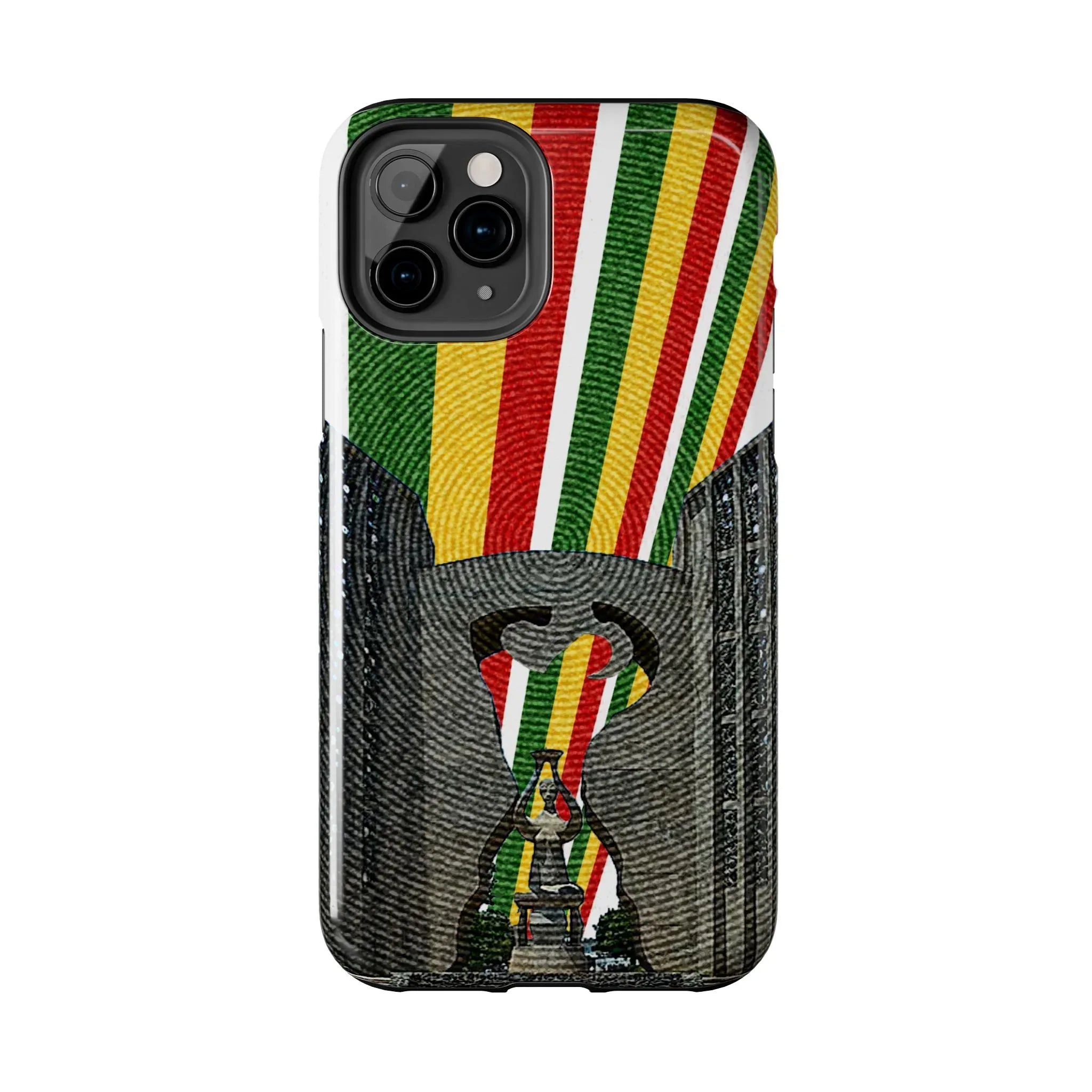 Togo Tough Phone Case — Durable Denim Look with Red Yellow Green Design - DiwaKi