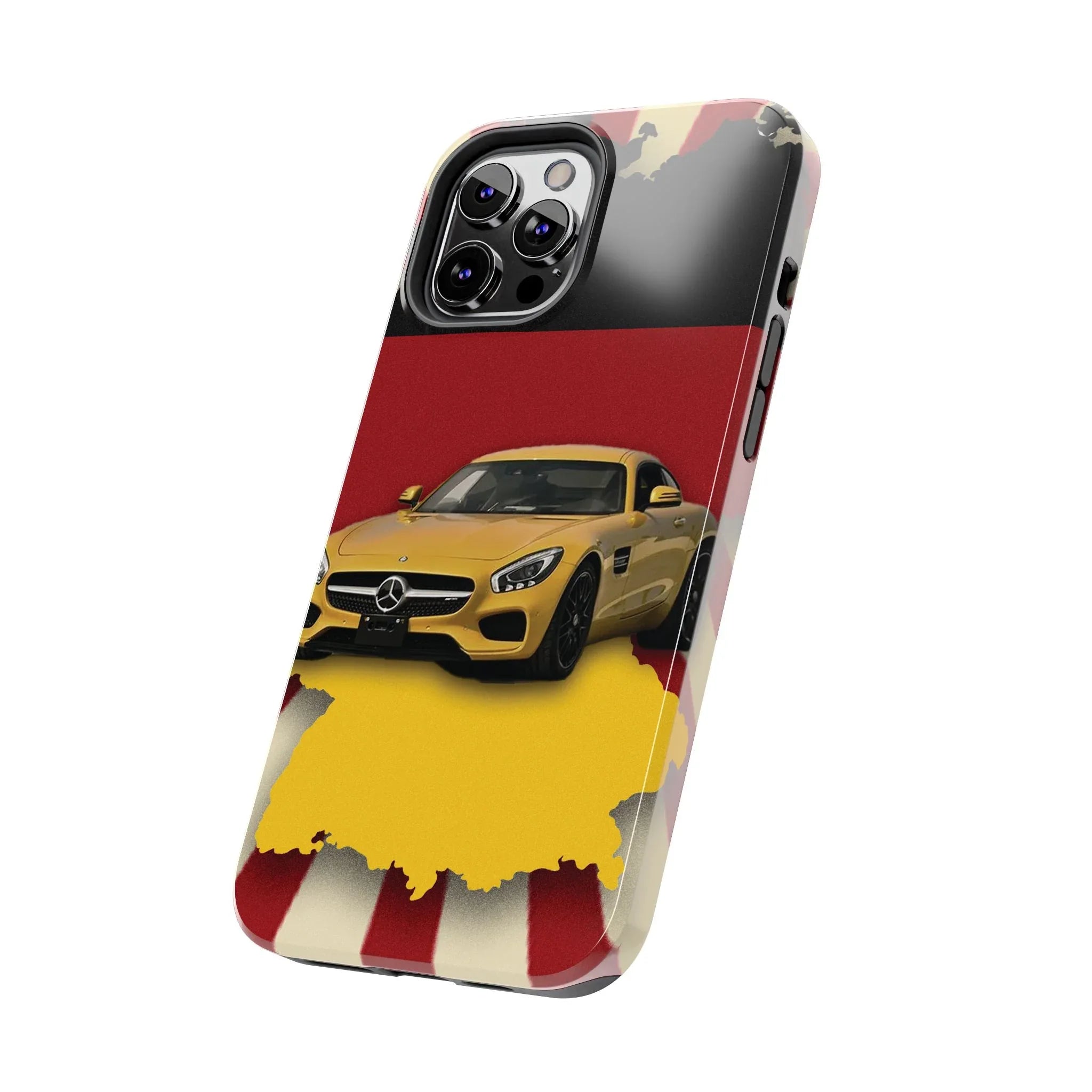Mercedes Sports Car Tough Phone Case — Yellow GT on Red & Black Background - DiwaKi