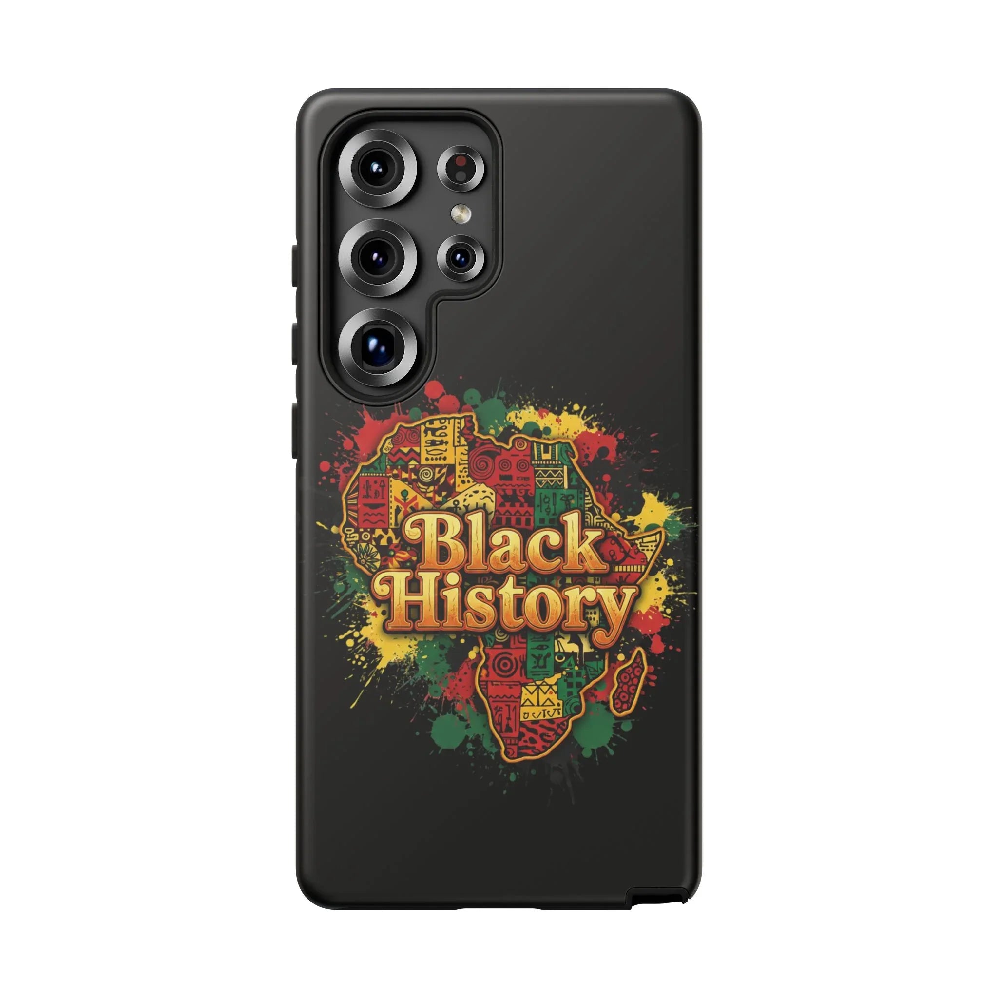 Black History Phone Case — Afrocentric Map Design, Bold Red‑Green‑Gold Splash - DiwaKi
