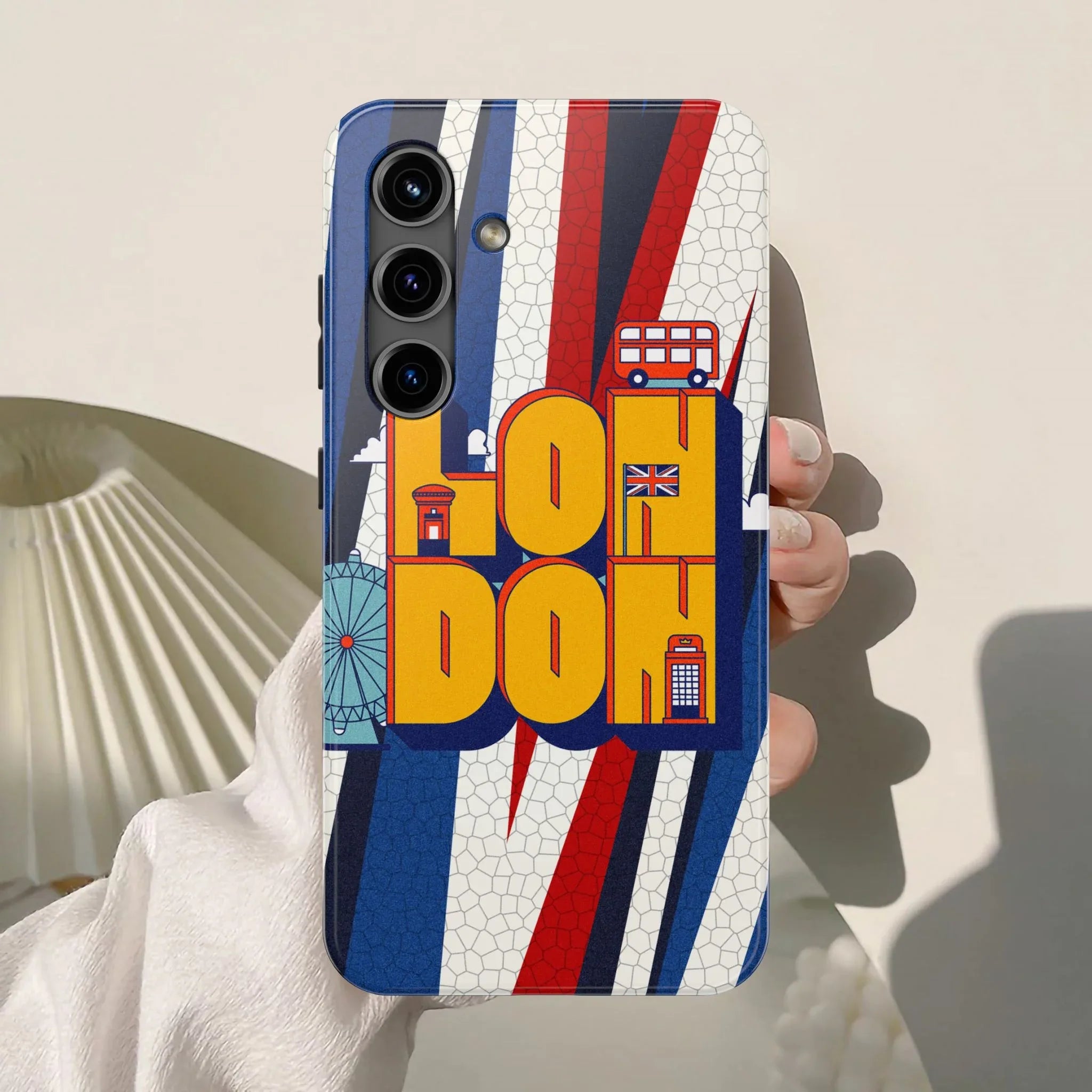 London Graphic Tough Phone Case – Retro Union Jack Travel Design - DiwaKi