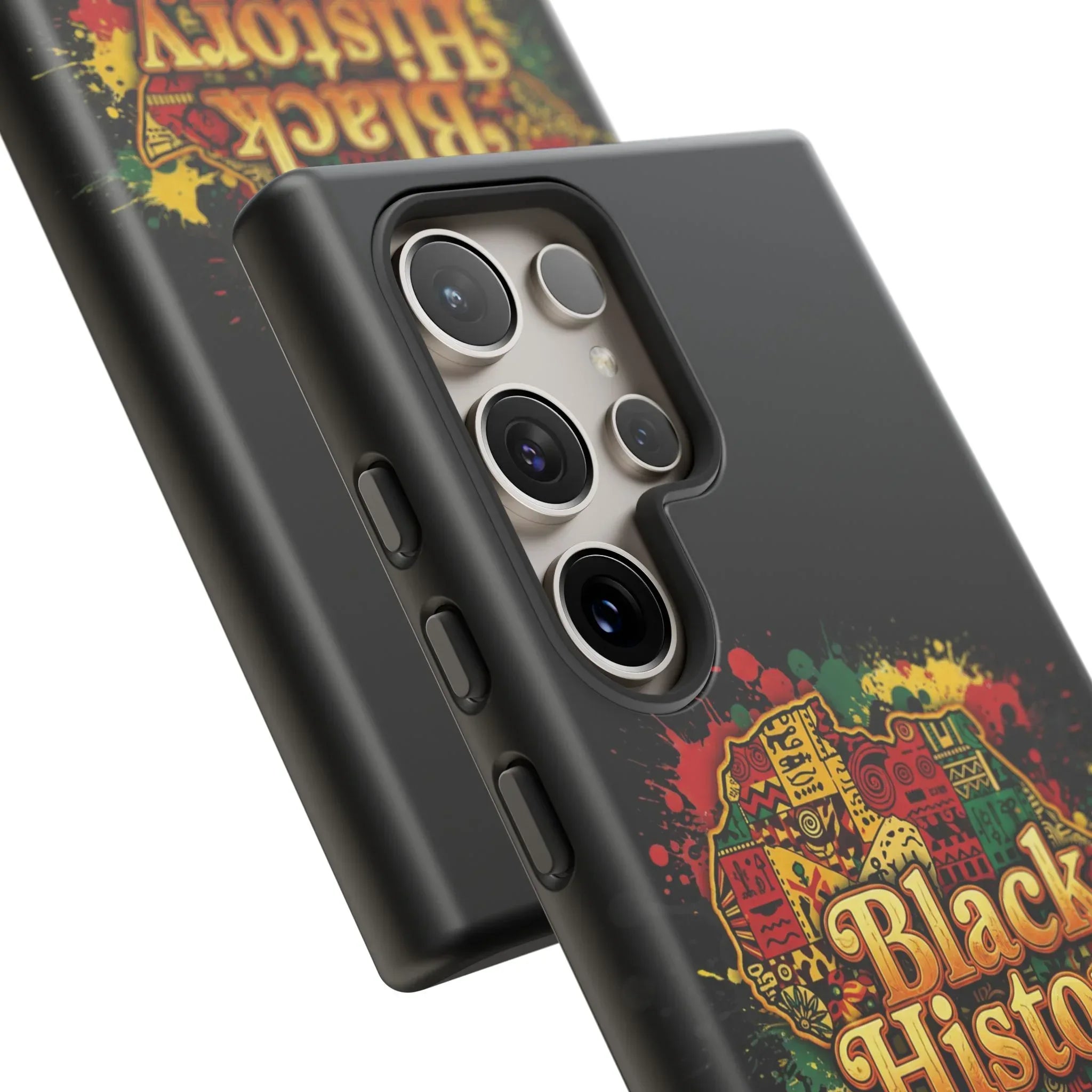 Black History Phone Case — Afrocentric Map Design, Bold Red‑Green‑Gold Splash - DiwaKi