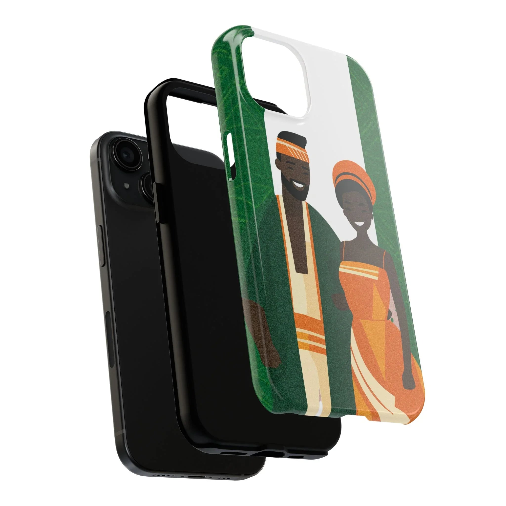 Tough Phone Case — Afrocentric Nigerian Couple Illustration, Protective Hard-Shell Phone Cover - DiwaKi