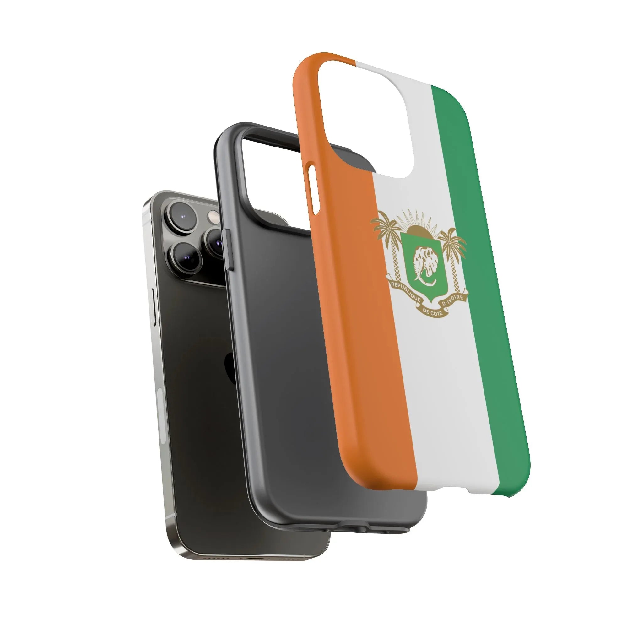 Ivory Coast Flag Tough Phone Case — Orange White Green Shield Crest - DiwaKi
