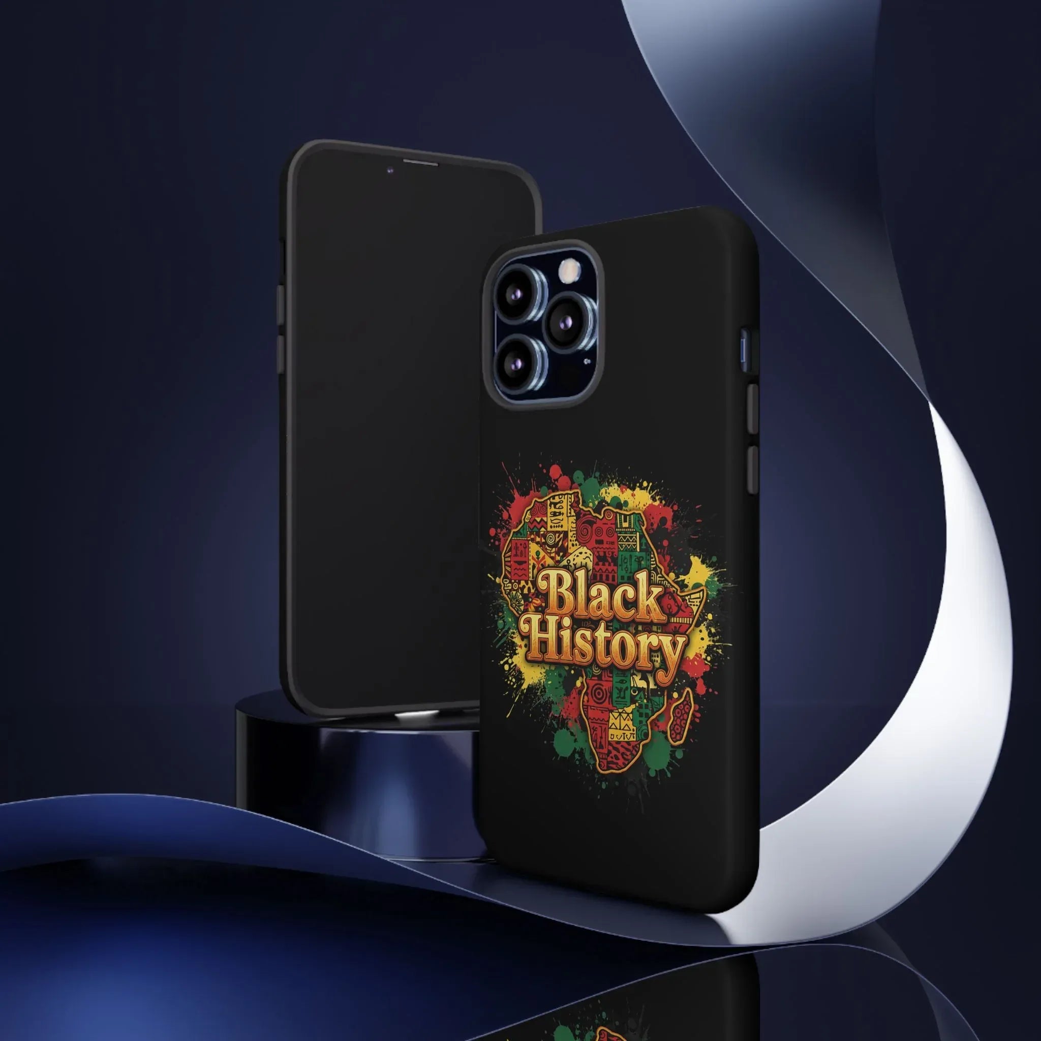 Black History Phone Case — Afrocentric Map Design, Bold Red‑Green‑Gold Splash - DiwaKi