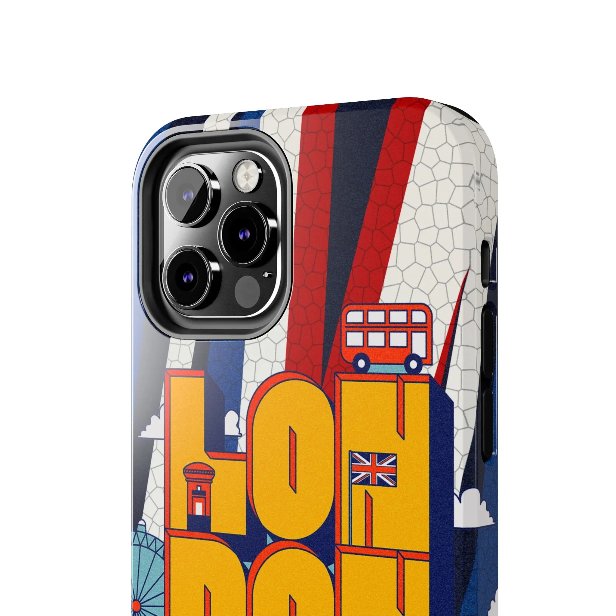 London Graphic Tough Phone Case – Retro Union Jack Travel Design - DiwaKi
