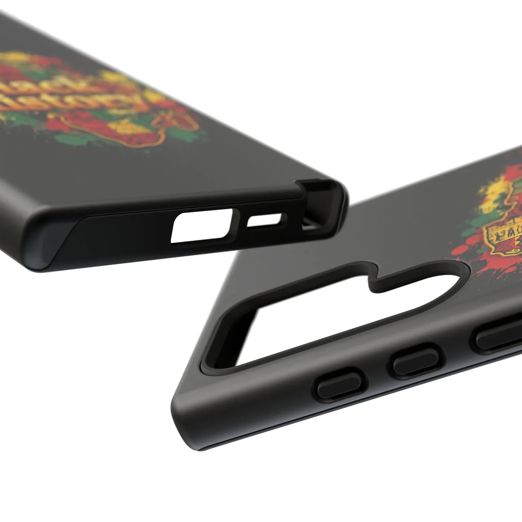 Black History Phone Case — Afrocentric Map Design, Bold Red‑Green‑Gold Splash - DiwaKi