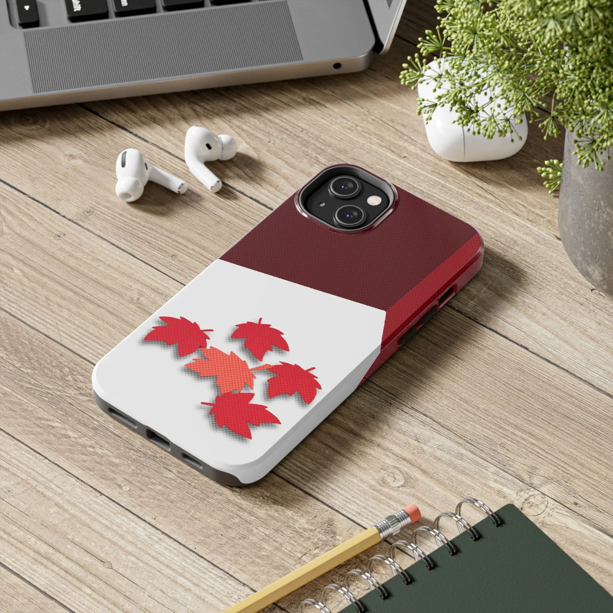 Canada Autumn Maple Tough Phone Case — Red & White Protective Fall Design - DiwaKi