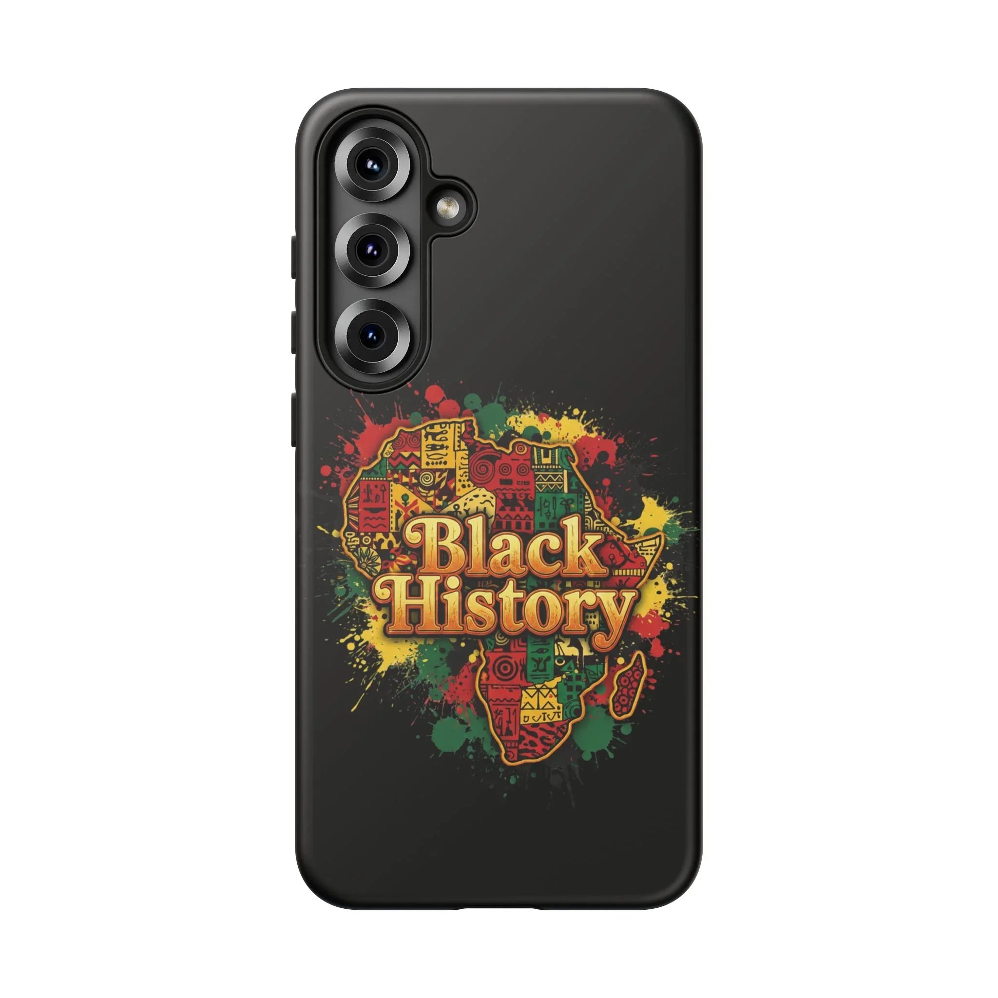 Black History Phone Case — Afrocentric Map Design, Bold Red‑Green‑Gold Splash - DiwaKi