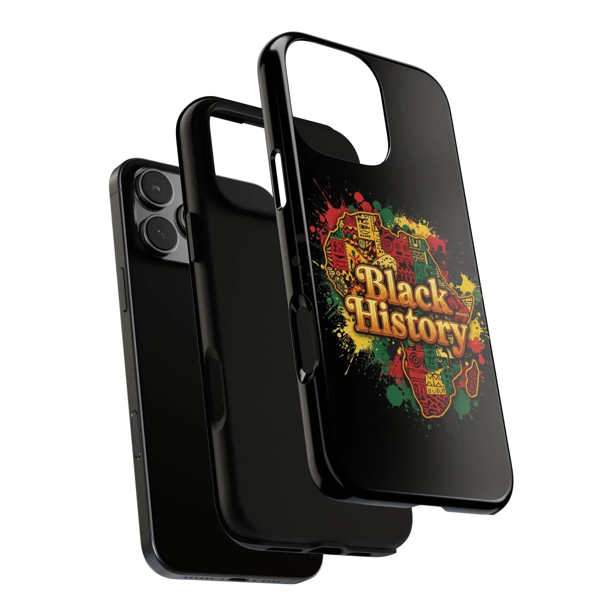 Black History Phone Case — Afrocentric Map Design, Bold Red‑Green‑Gold Splash - DiwaKi