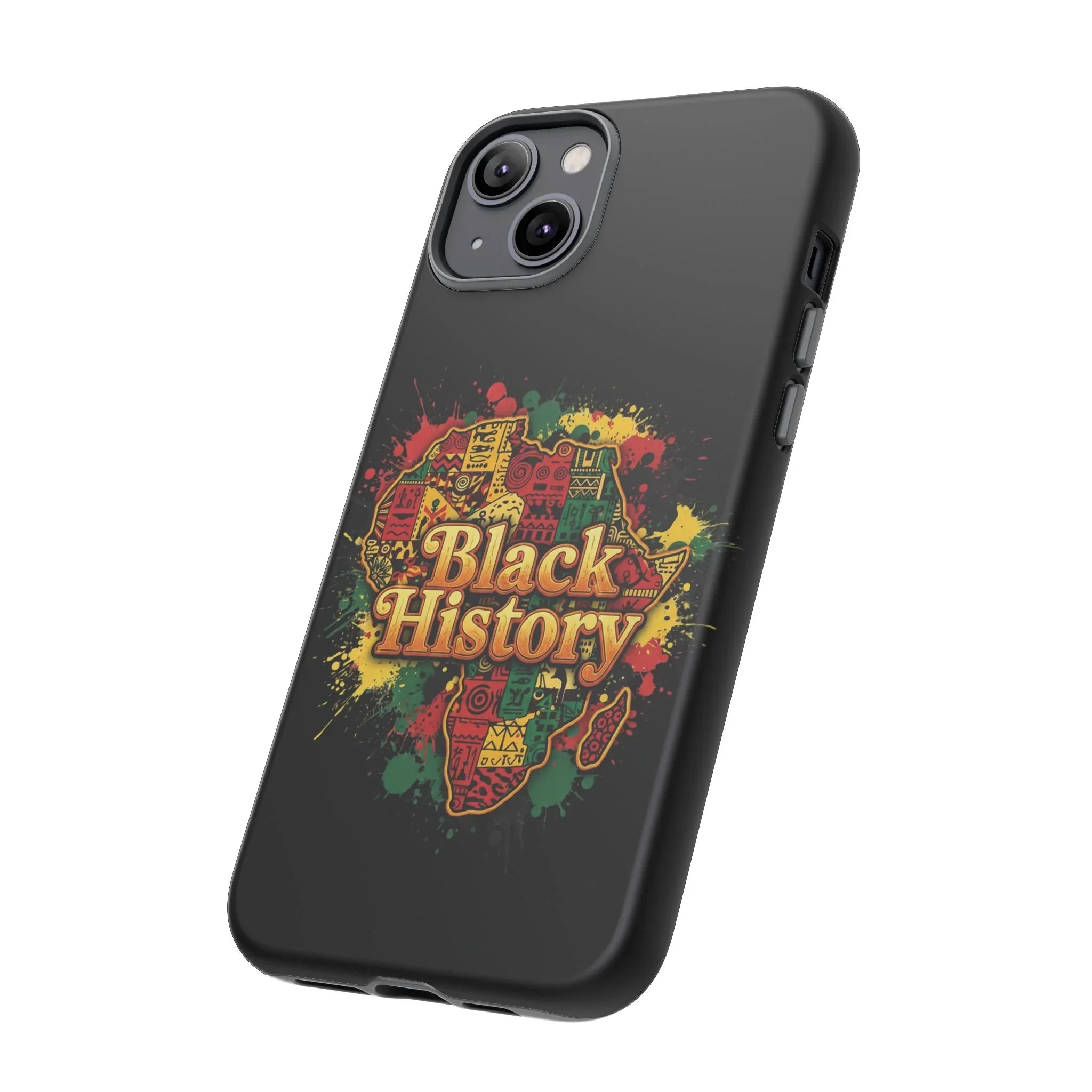 Black History Phone Case — Afrocentric Map Design, Bold Red‑Green‑Gold Splash - DiwaKi