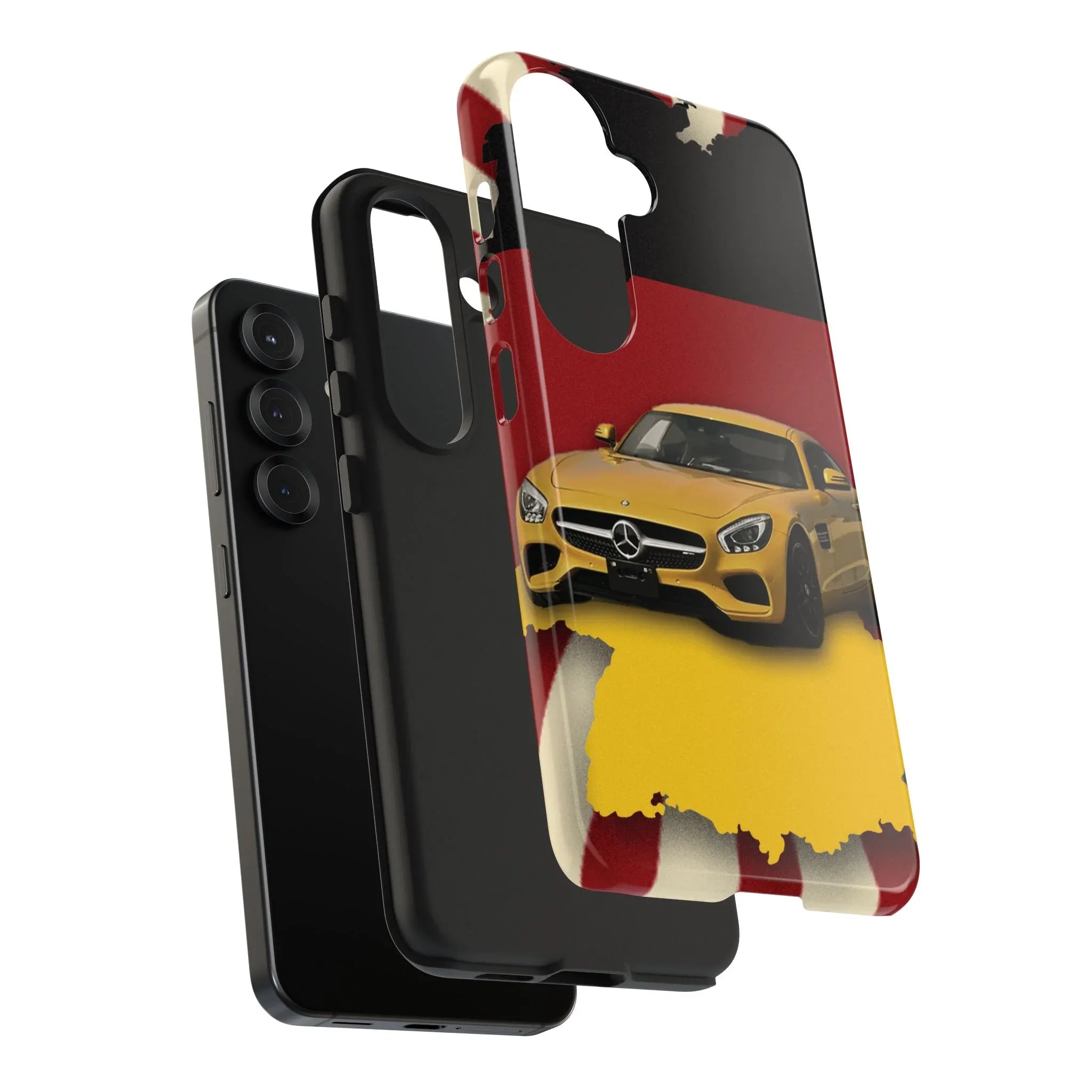 Mercedes Sports Car Tough Phone Case — Yellow GT on Red & Black Background - DiwaKi