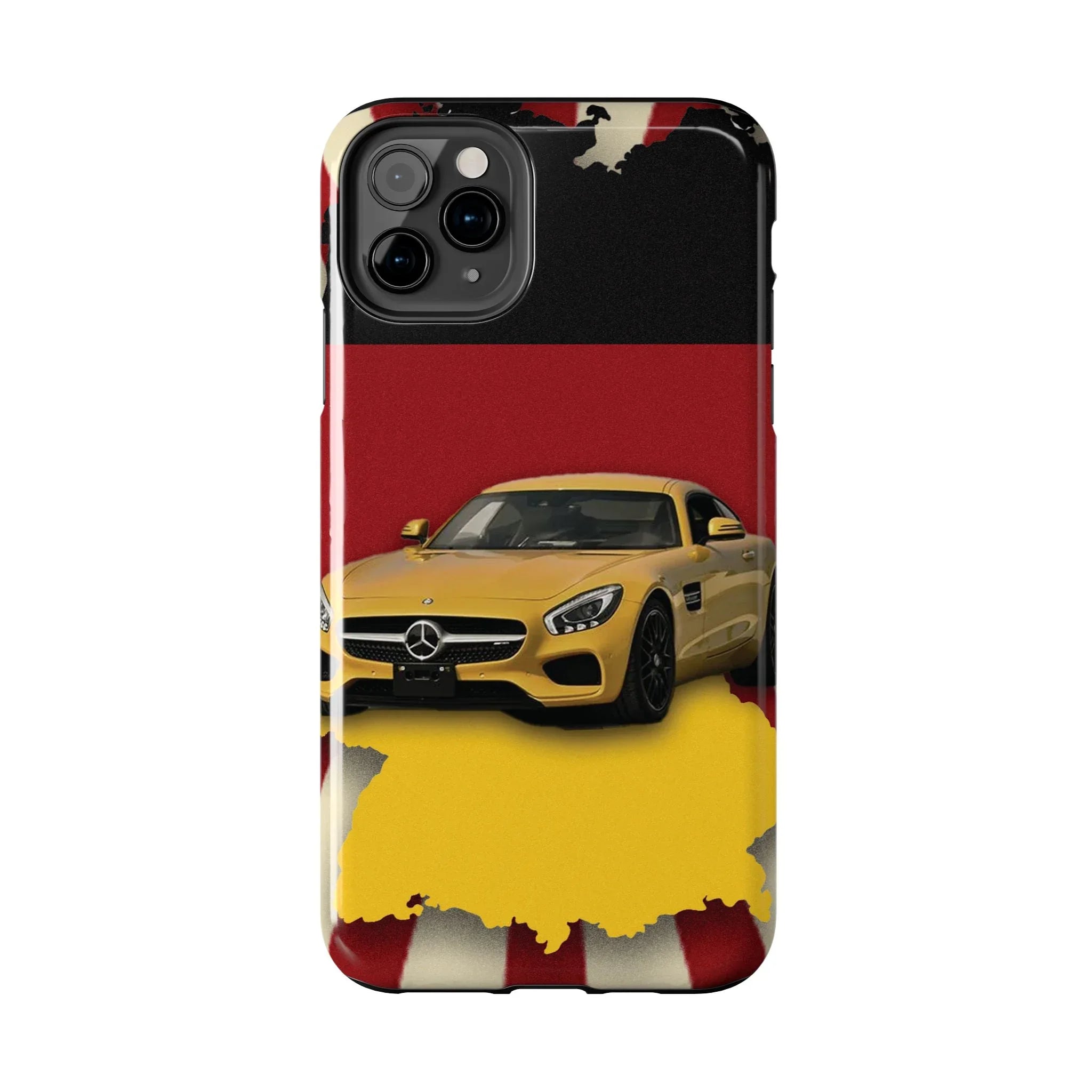 Mercedes Sports Car Tough Phone Case — Yellow GT on Red & Black Background - DiwaKi