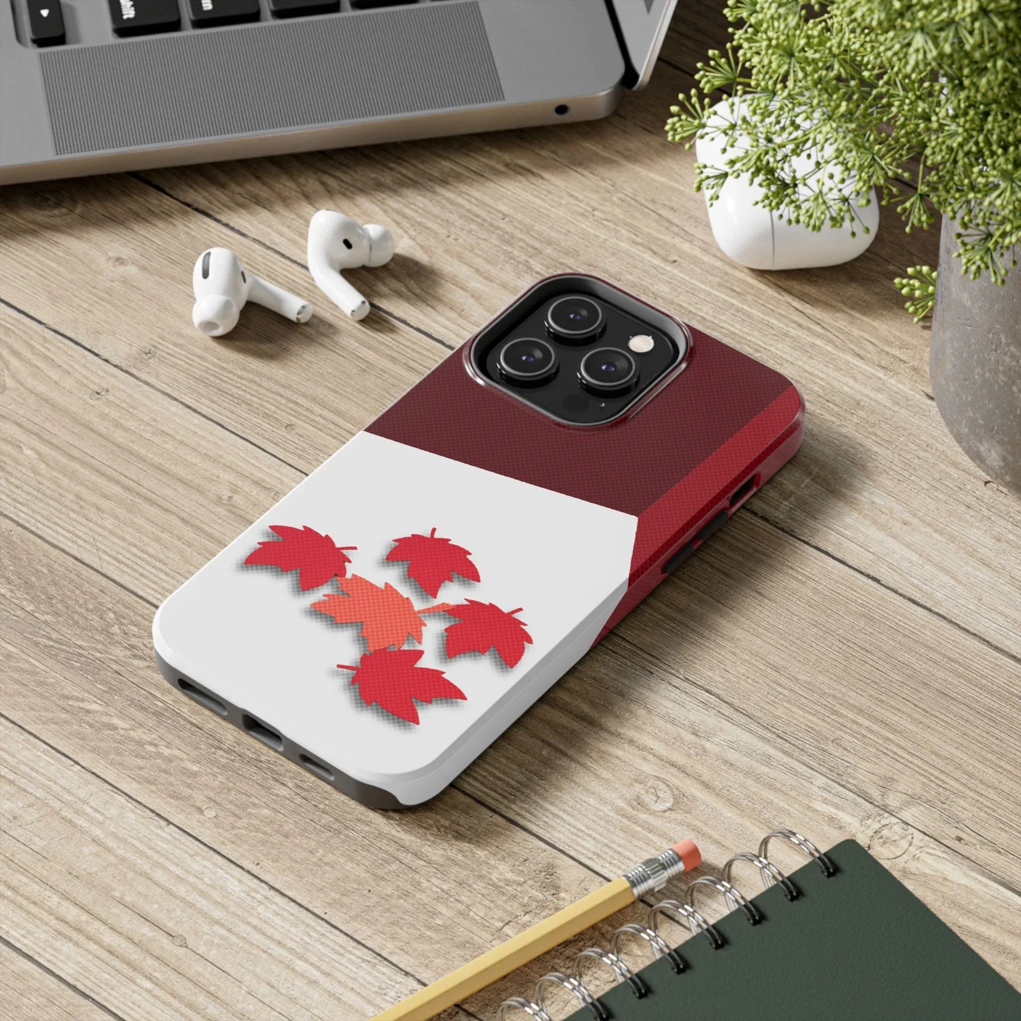 Canada Autumn Maple Tough Phone Case — Red & White Protective Fall Design - DiwaKi