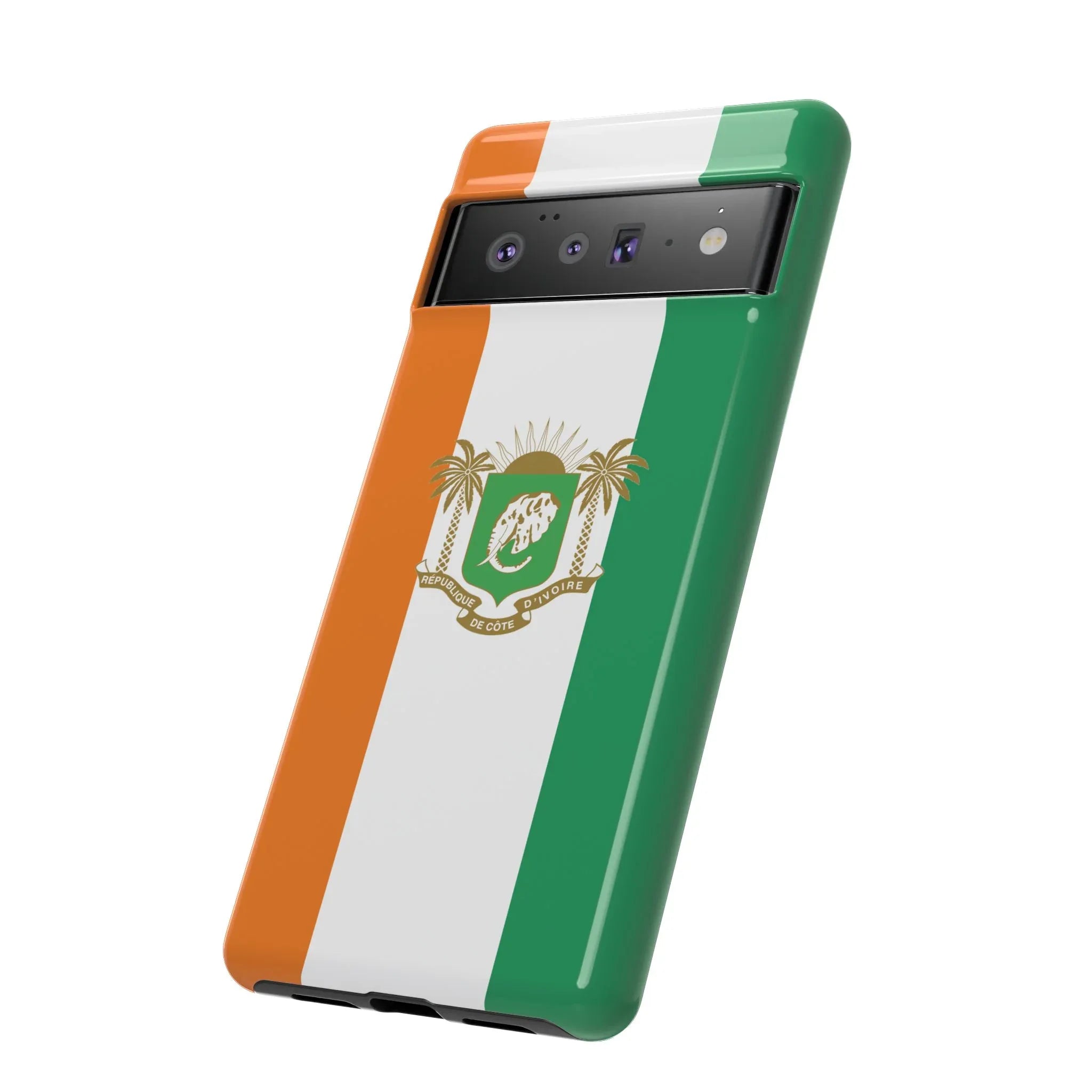 Ivory Coast Flag Tough Phone Case — Orange White Green Shield Crest - DiwaKi