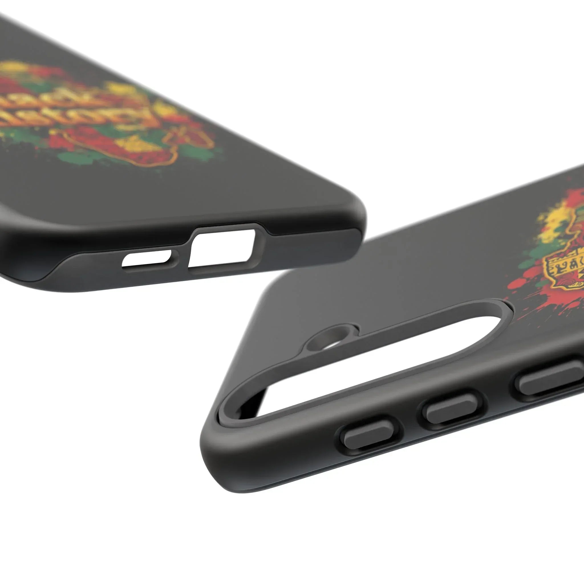Black History Phone Case — Afrocentric Map Design, Bold Red‑Green‑Gold Splash - DiwaKi