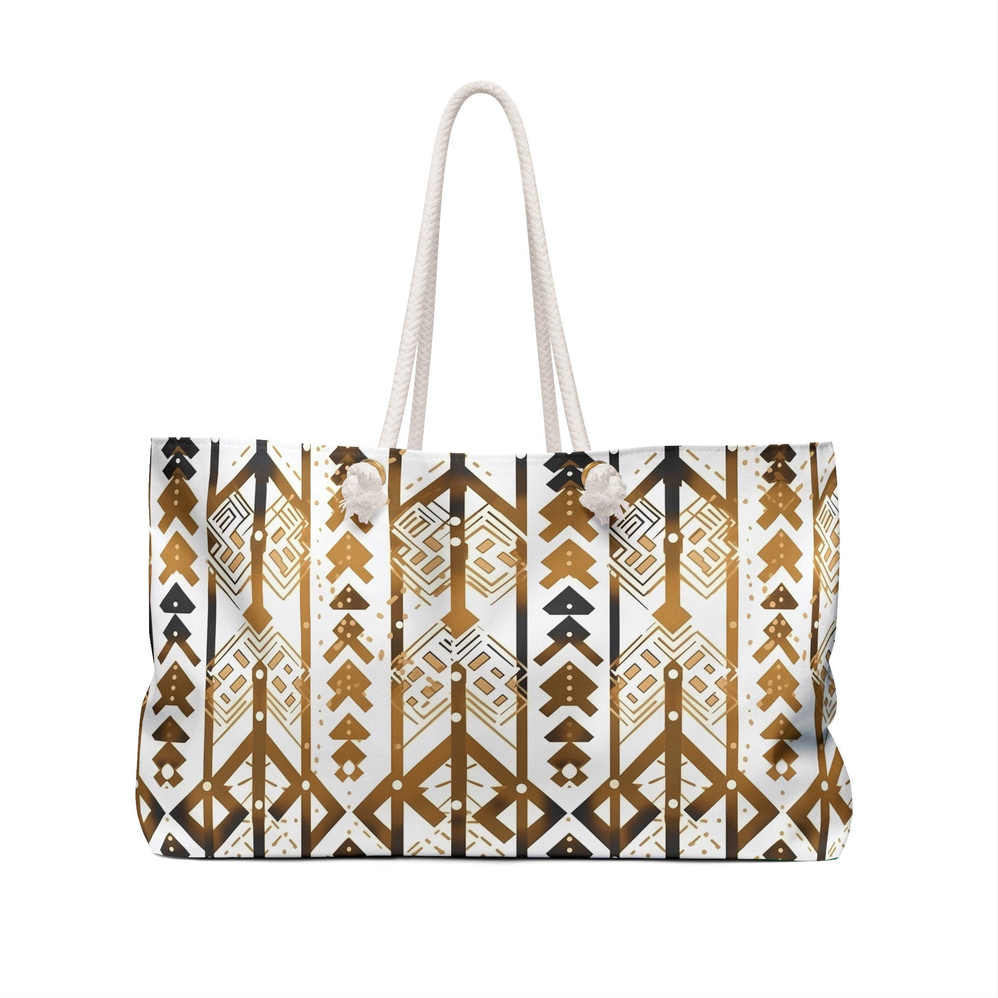 Gold African mudcloth Weekender Bag — Boho Tribal Travel Tote