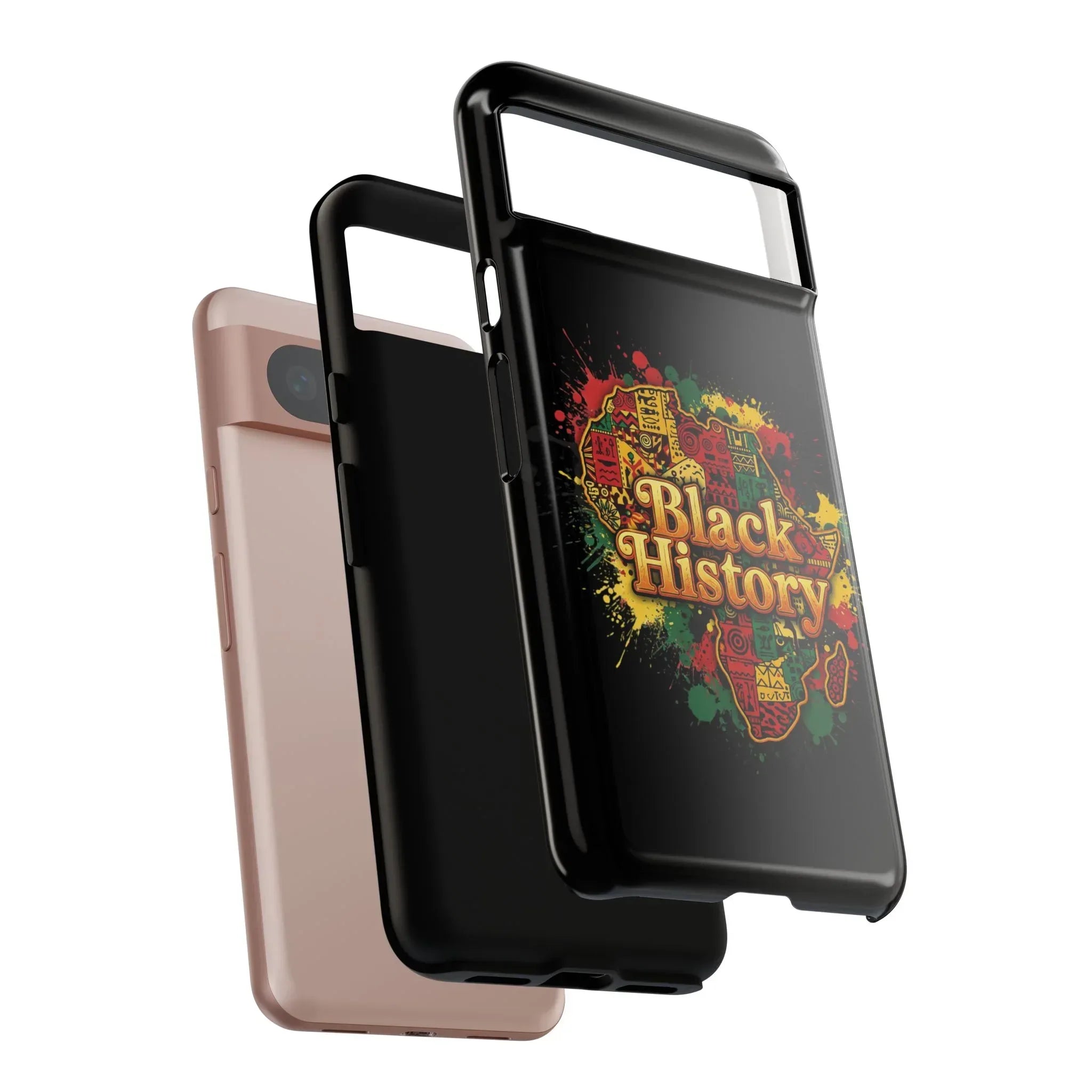 Black History Phone Case — Afrocentric Map Design, Bold Red‑Green‑Gold Splash - DiwaKi