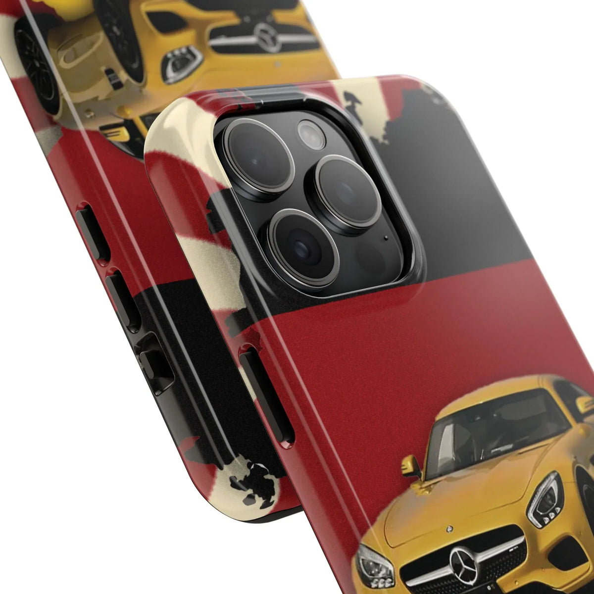 Mercedes Sports Car Tough Phone Case — Yellow GT on Red & Black Background - DiwaKi