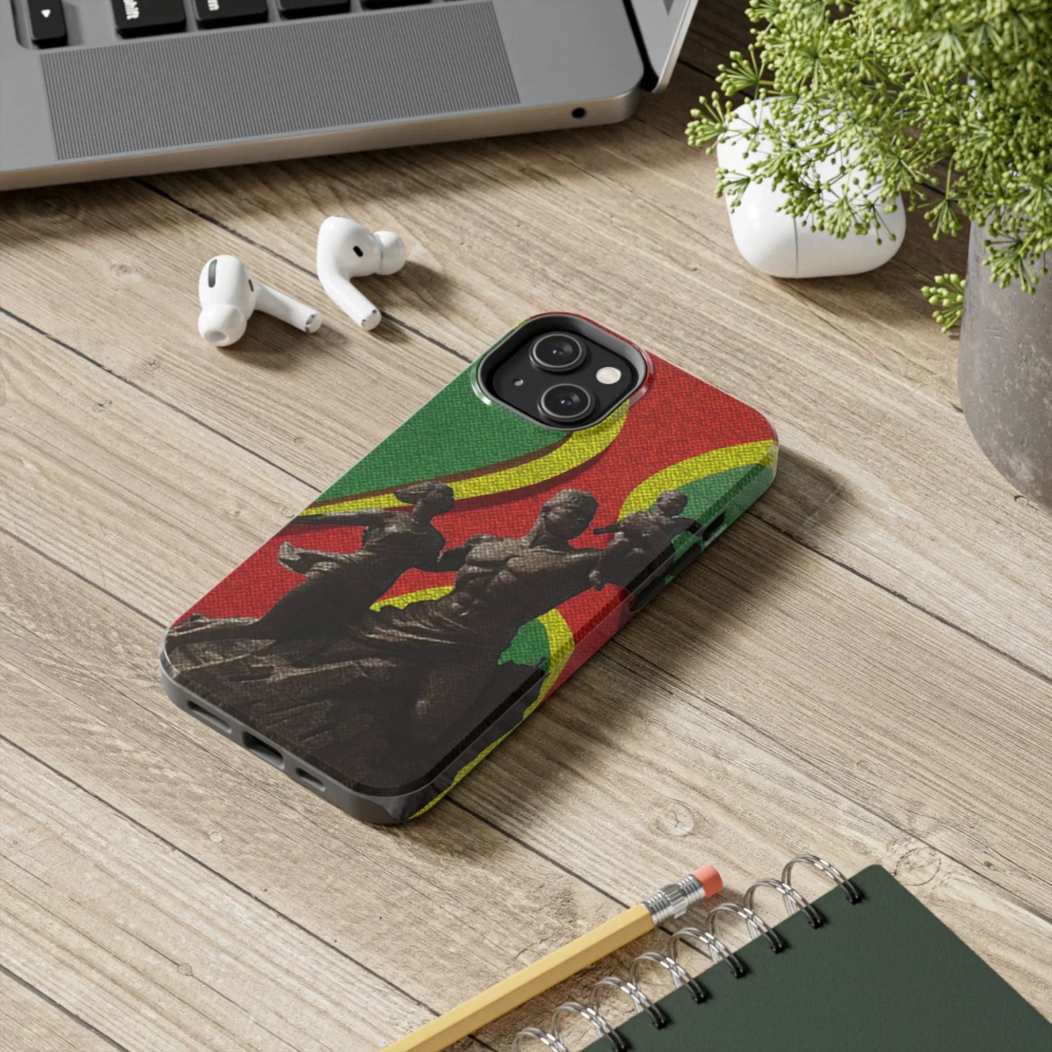 Senegal Tough Phone Case — Liberation Monument Retro Red, Green & Yellow Design - DiwaKi