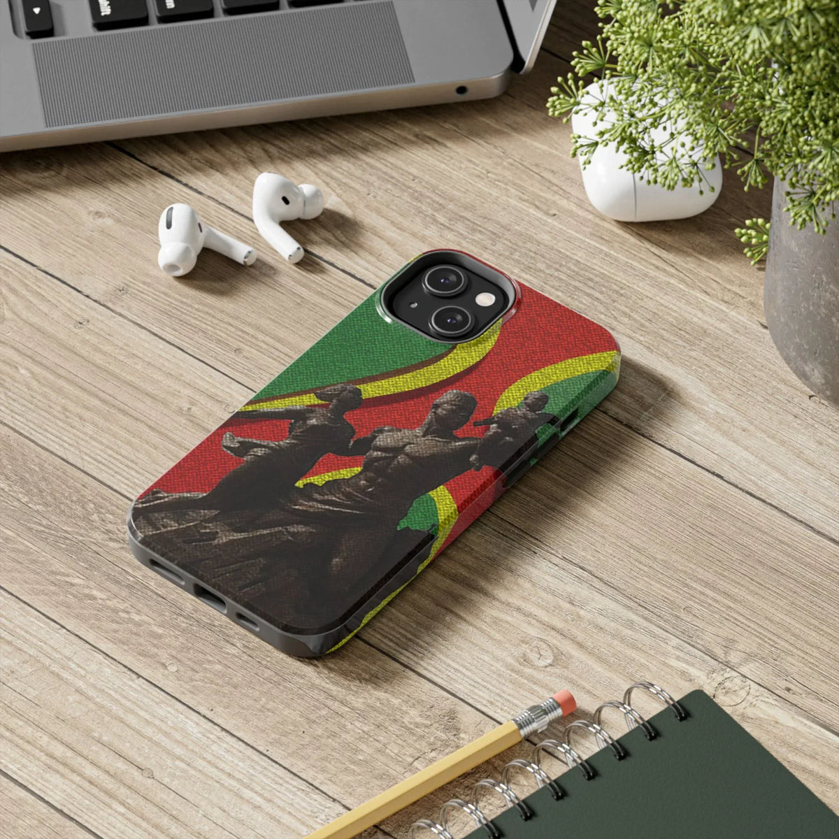 Senegal Tough Phone Case — Liberation Monument Retro Red, Green & Yellow Design - DiwaKi