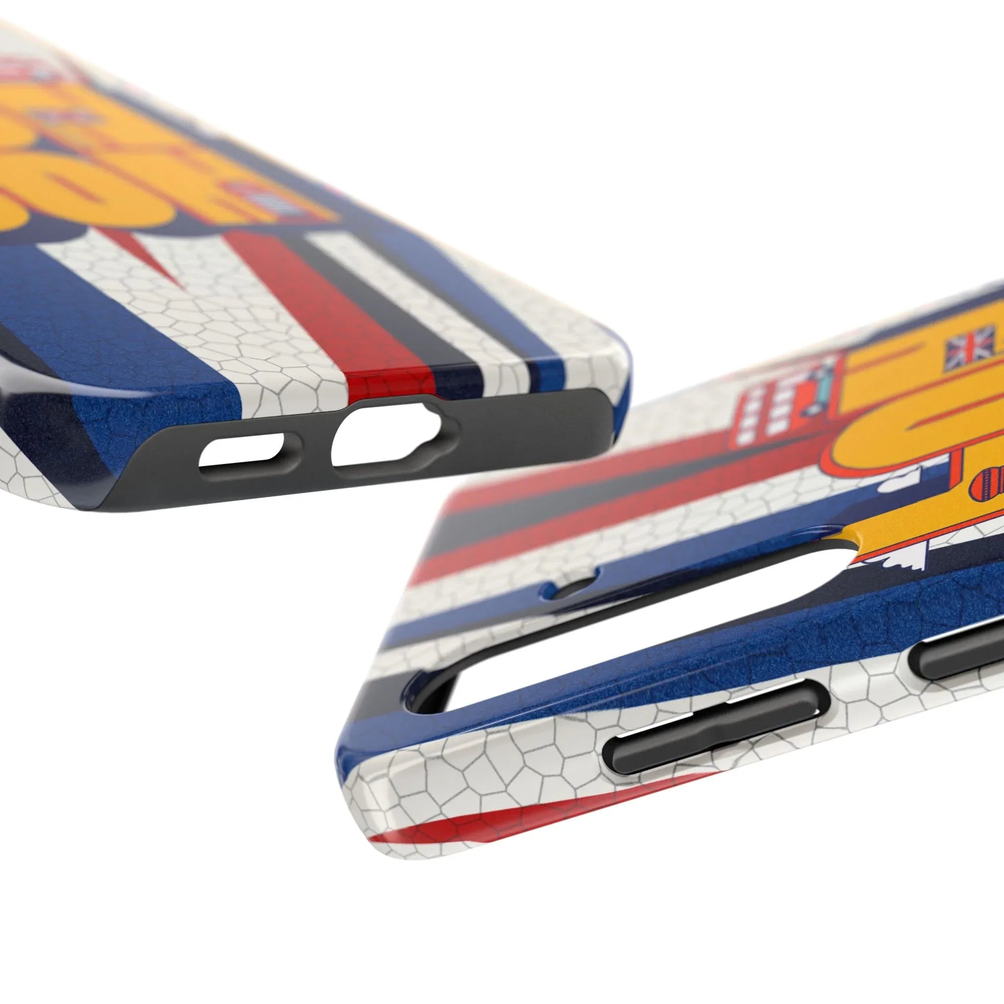 London Graphic Tough Phone Case – Retro Union Jack Travel Design - DiwaKi