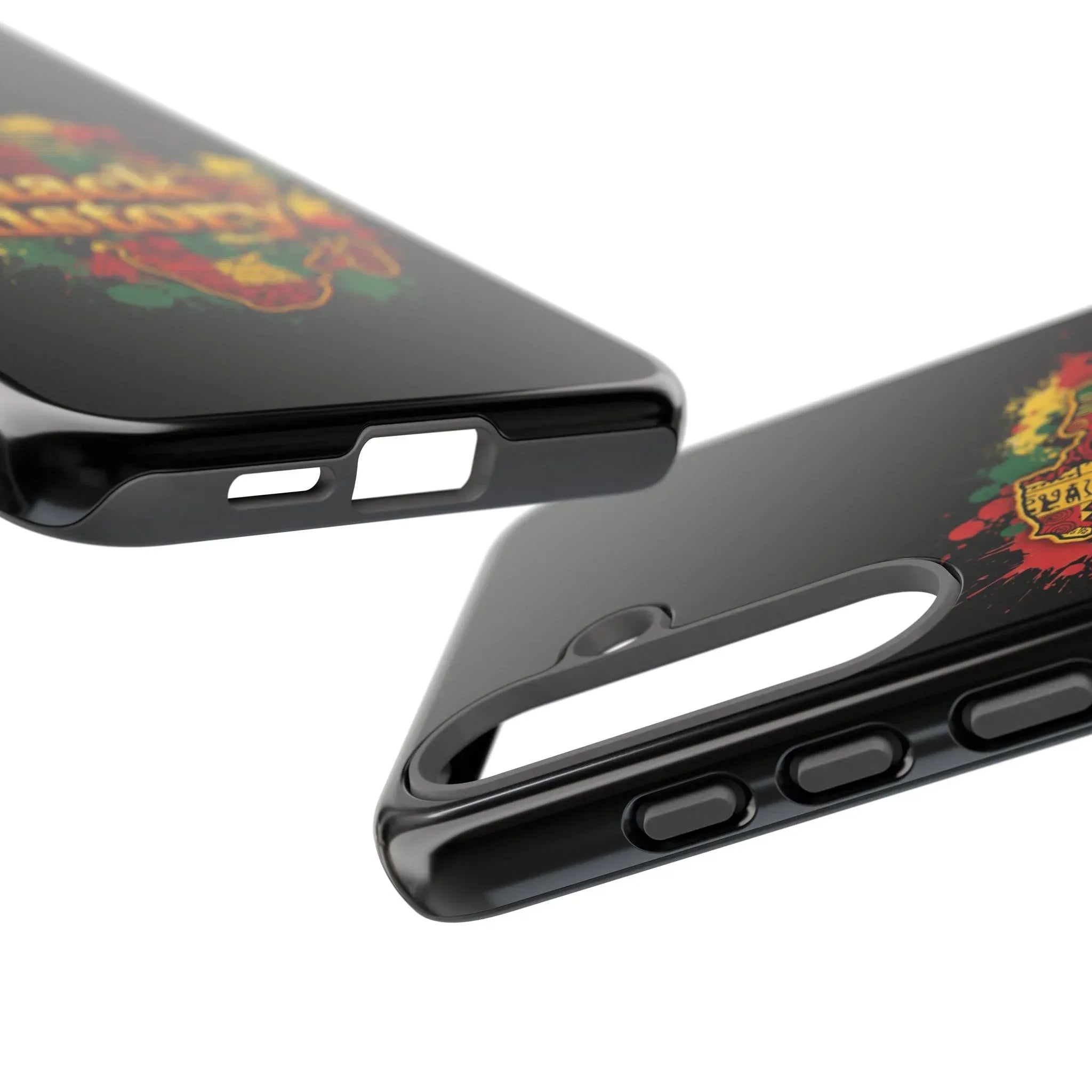 Black History Phone Case — Afrocentric Map Design, Bold Red‑Green‑Gold Splash - DiwaKi