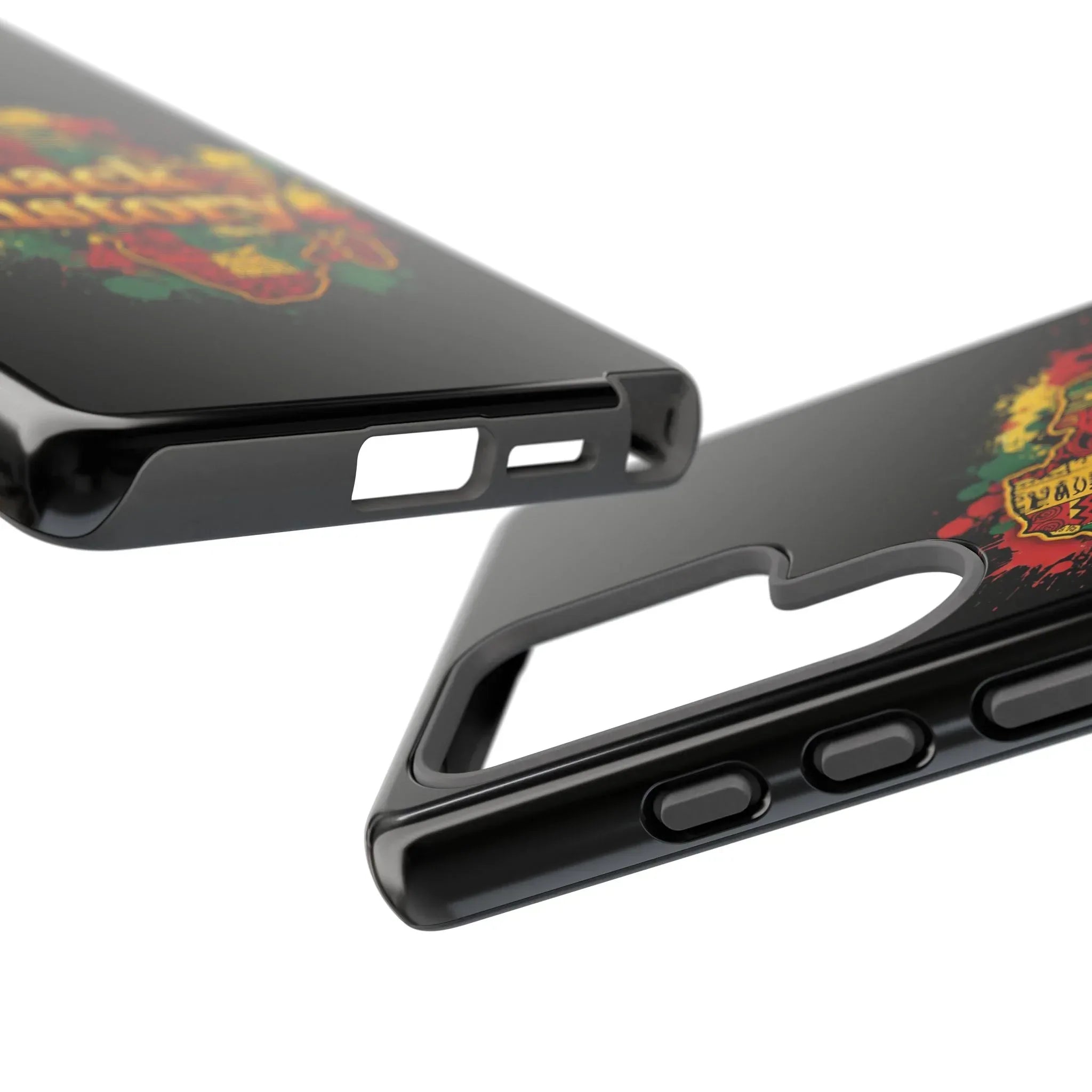 Black History Phone Case — Afrocentric Map Design, Bold Red‑Green‑Gold Splash - DiwaKi