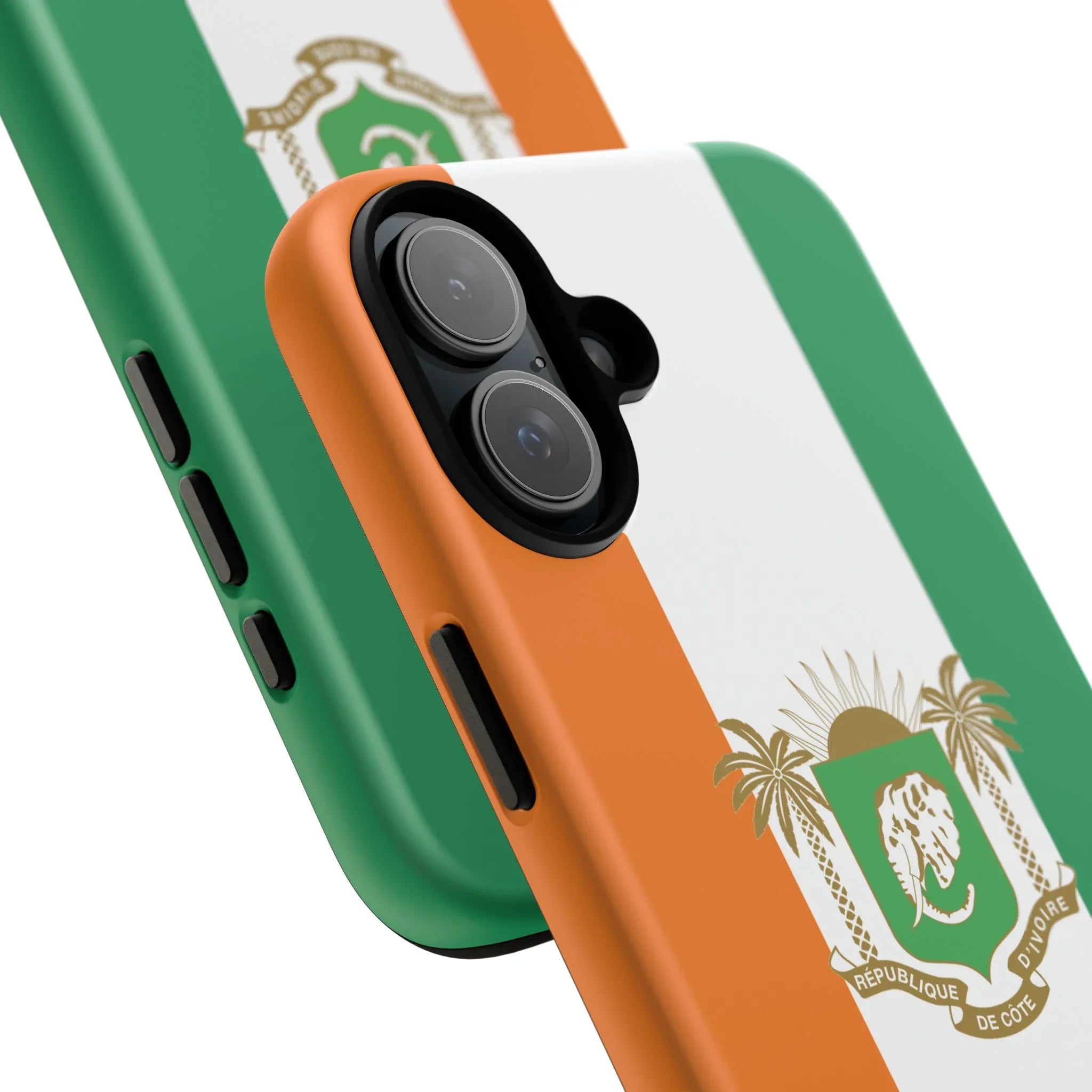 Ivory Coast Flag Tough Phone Case — Orange White Green Shield Crest - DiwaKi
