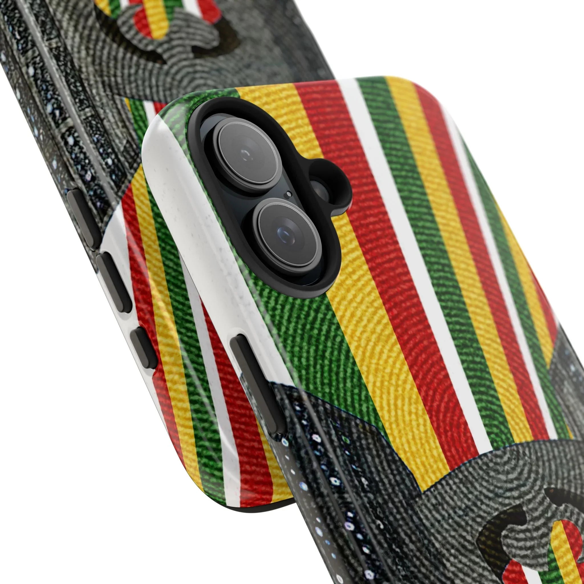 Togo Tough Phone Case — Durable Denim Look with Red Yellow Green Design - DiwaKi