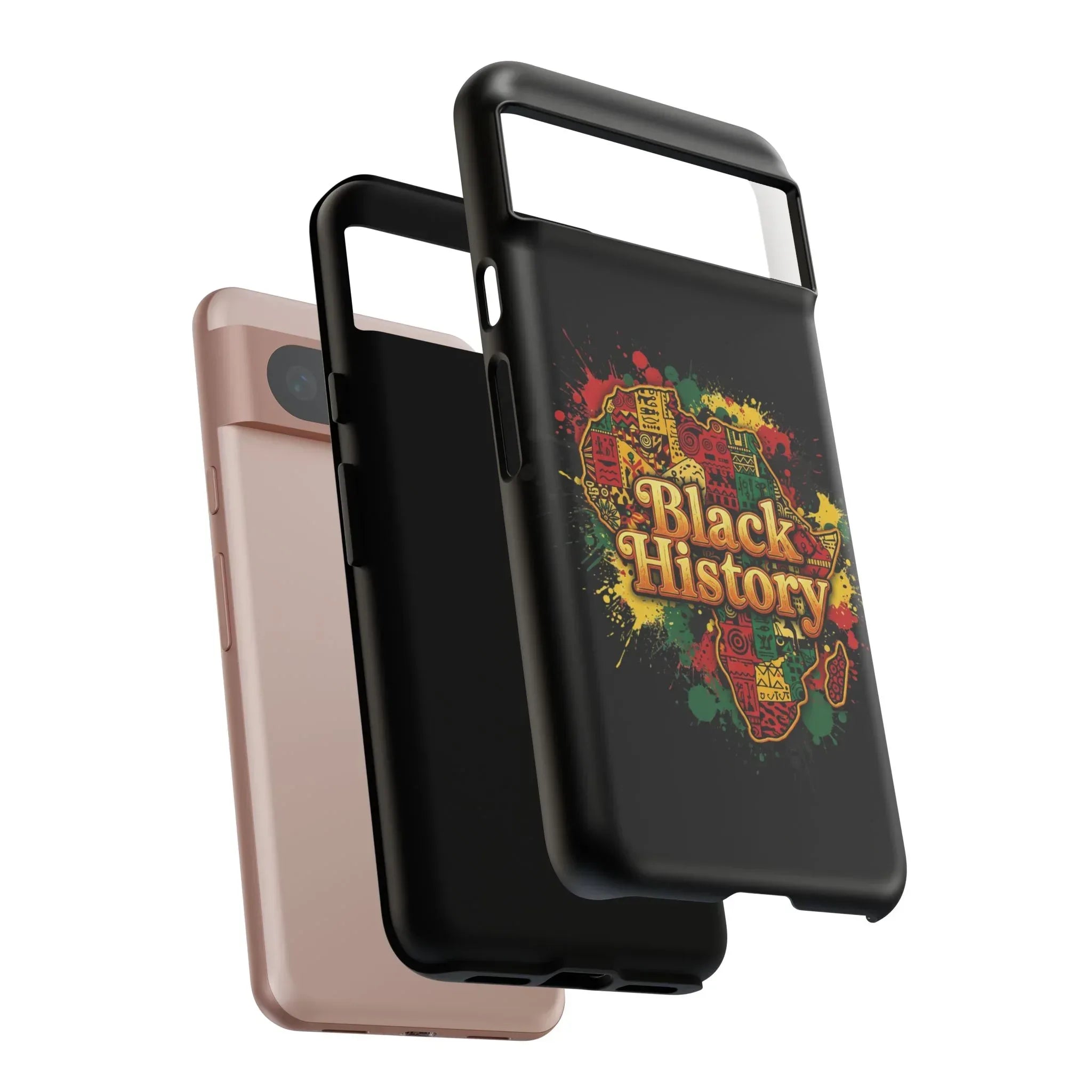 Black History Phone Case — Afrocentric Map Design, Bold Red‑Green‑Gold Splash - DiwaKi