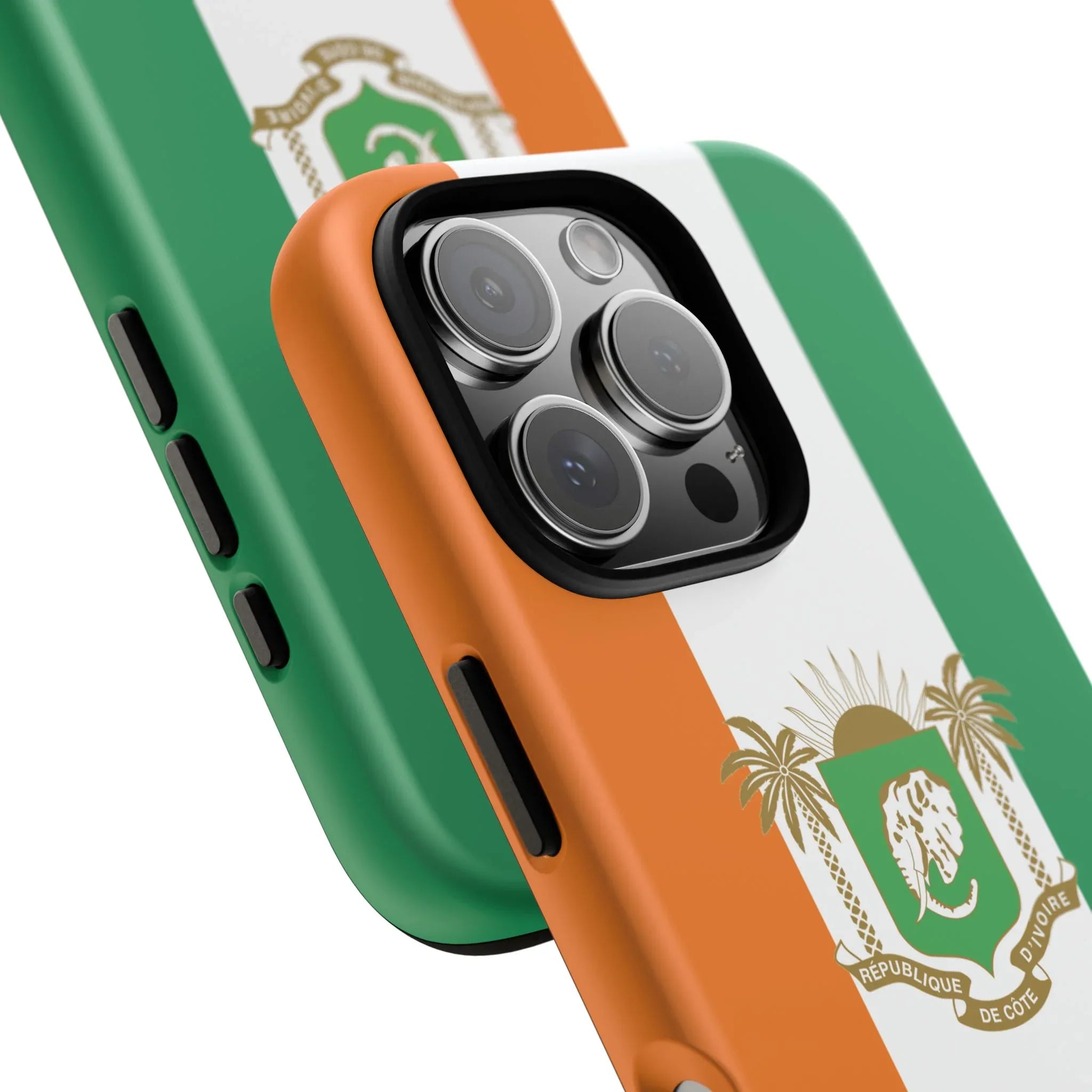 Ivory Coast Flag Tough Phone Case — Orange White Green Shield Crest - DiwaKi