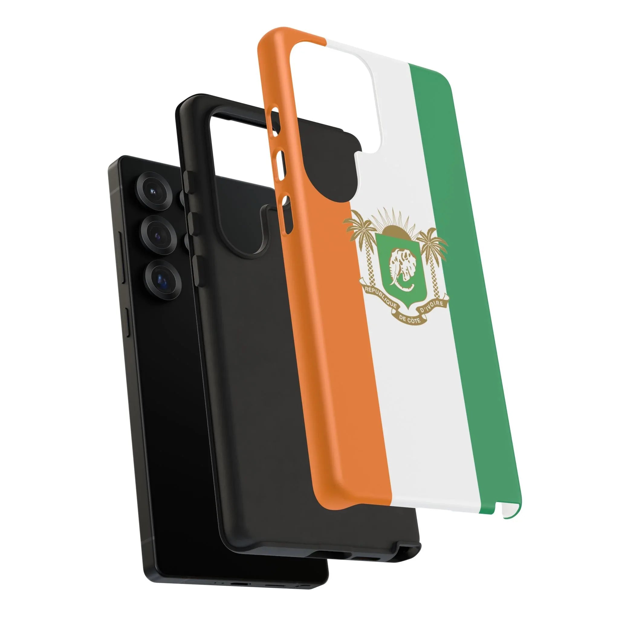 Ivory Coast Flag Tough Phone Case — Orange White Green Shield Crest - DiwaKi